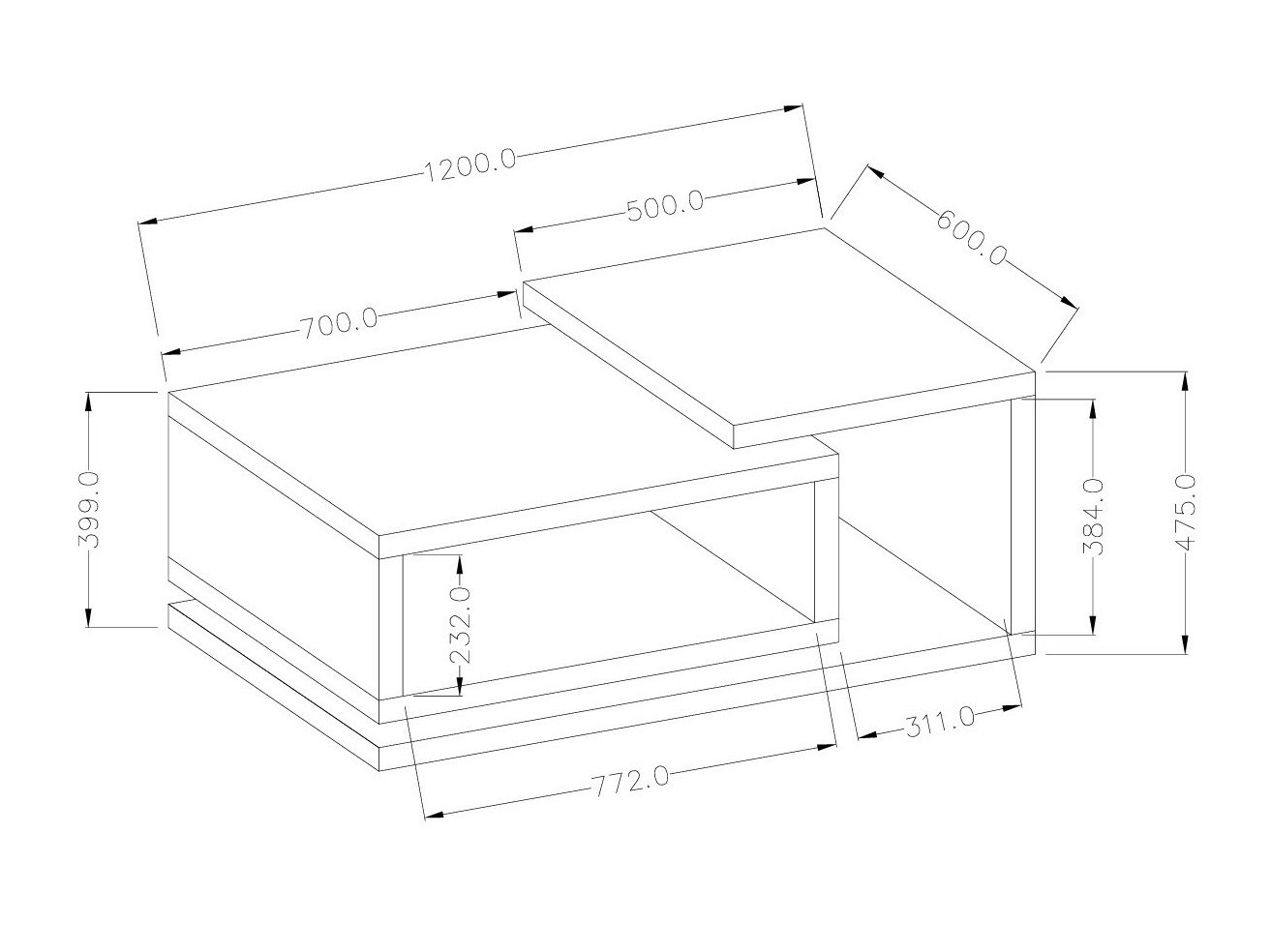 Table basse Lutiva 104 (Blanc + Béton)