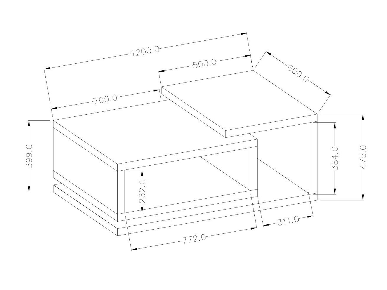 Table basse Lutiva 104 (Matera gris + Épicéa foncé)