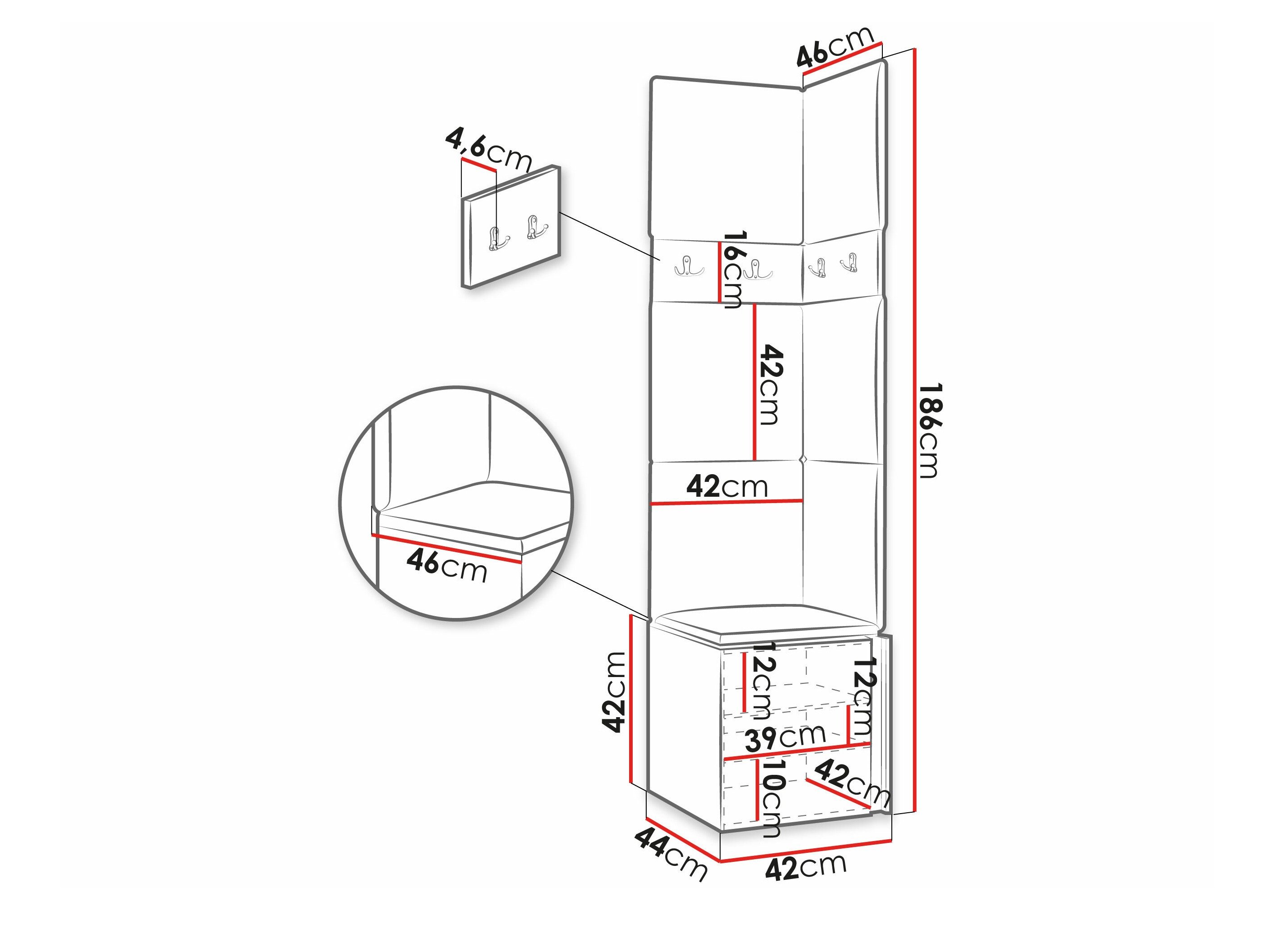 Meuble d'entrée Pinis XXI (Chêne Artisan + Noir)