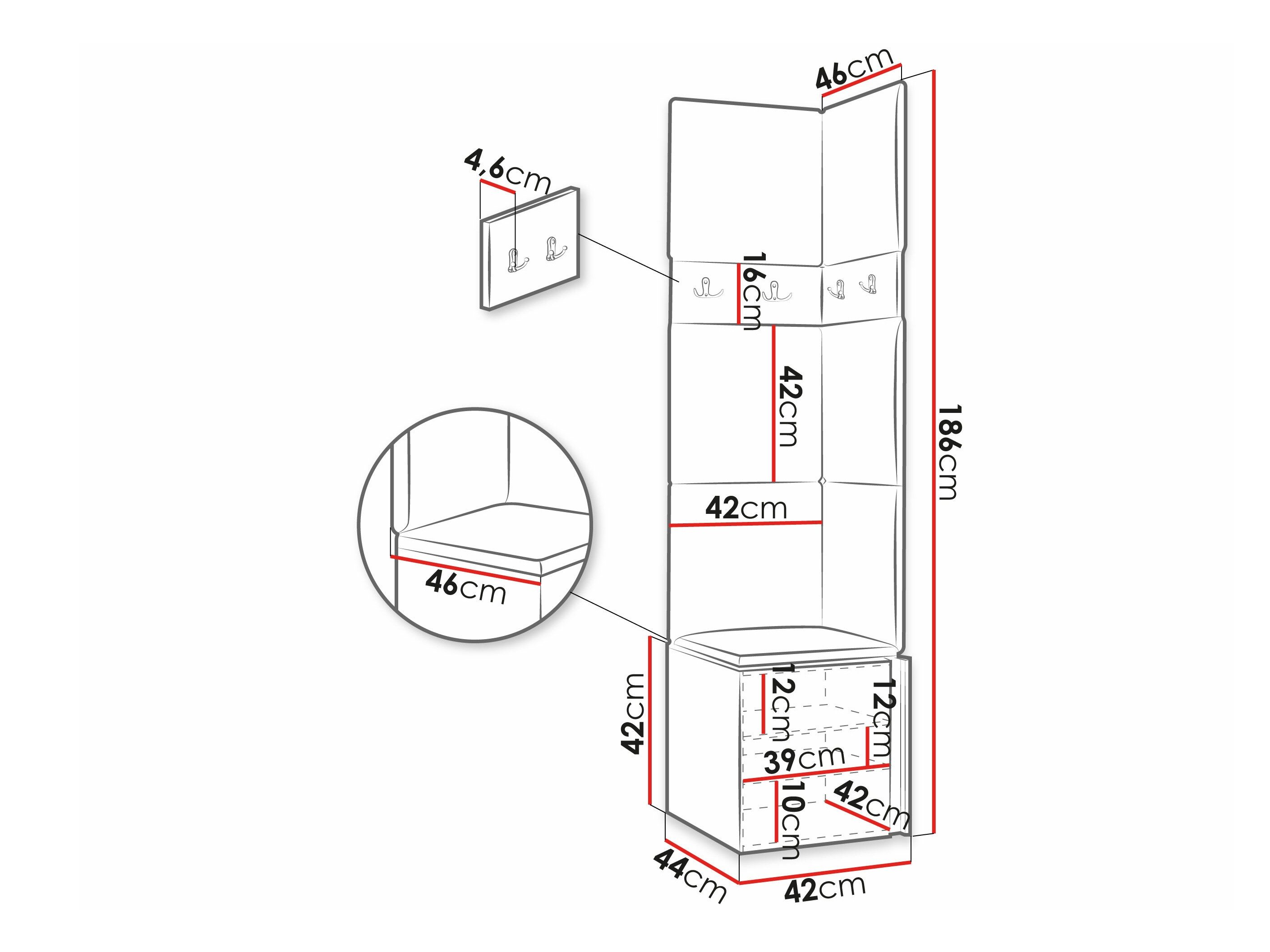 Meuble d'entrée Pinis XXI (Chêne Artisan + Noir)