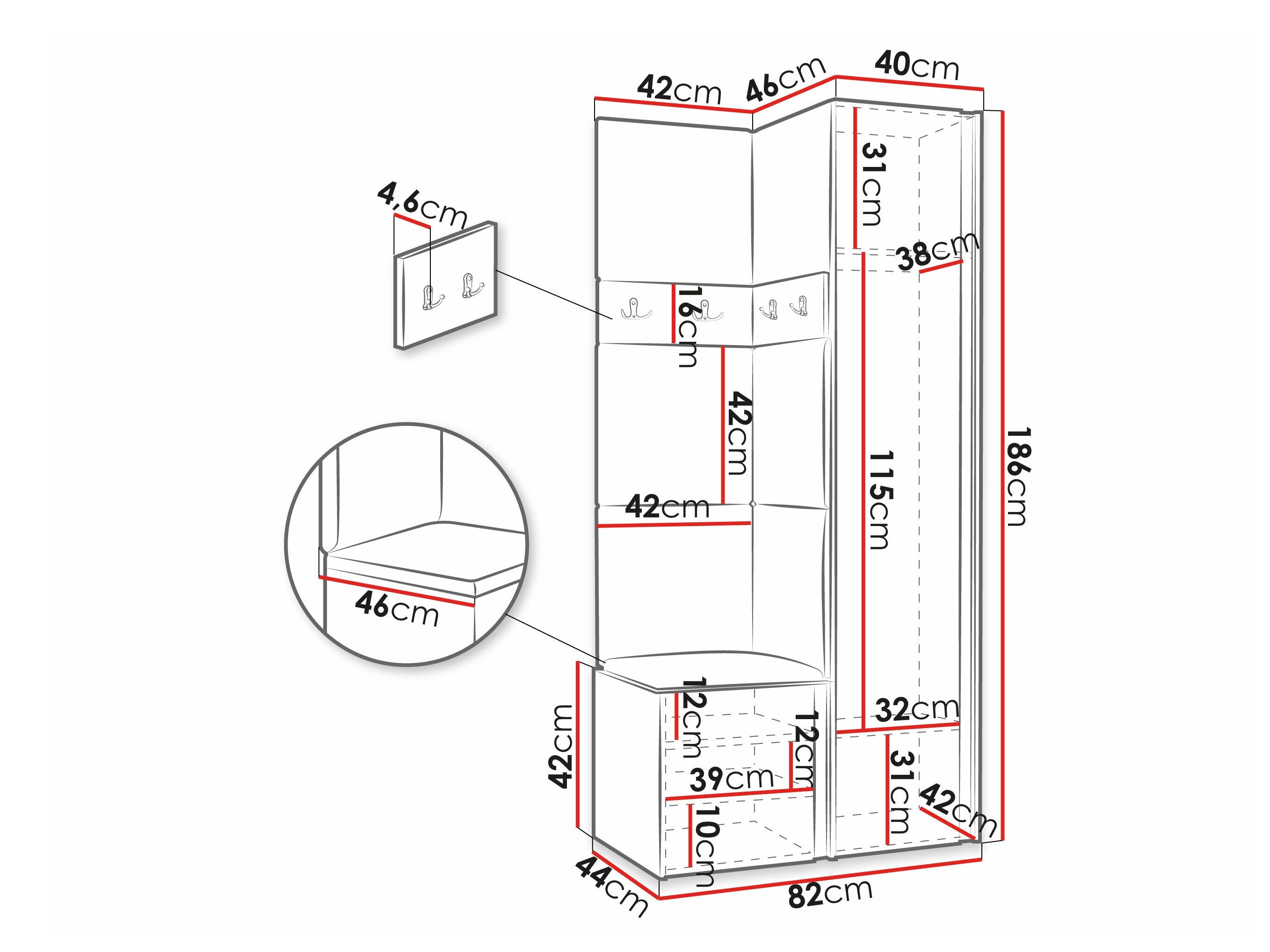 Meuble d'entrée Pinis XXIV (Chêne Artisan + Noir)
