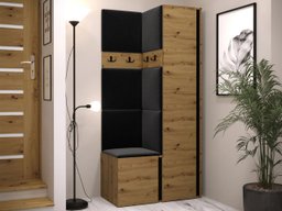 Meuble d'entrée Pinis XXIV (Chêne Artisan + Noir)