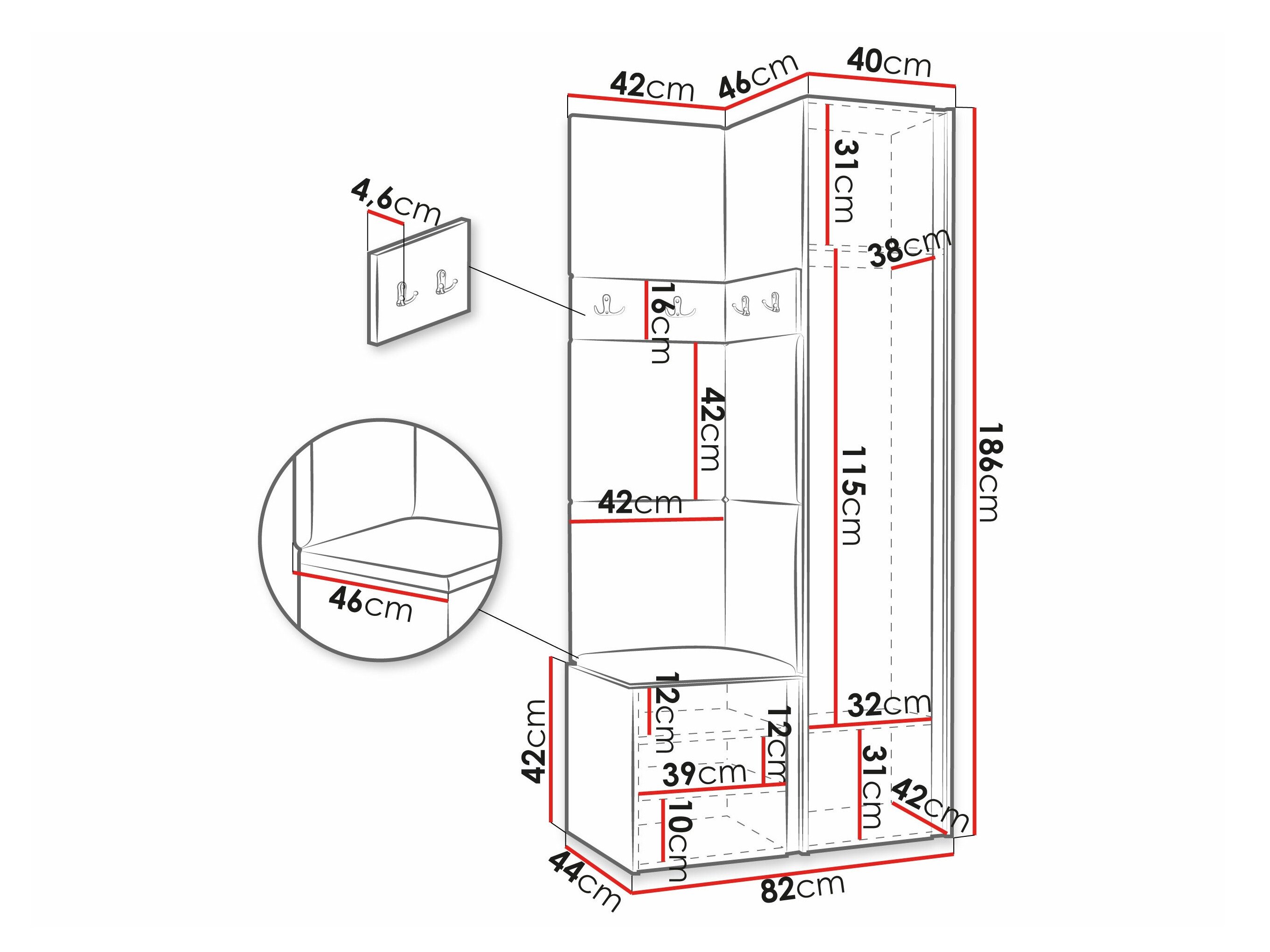 Meuble d'entrée Pinis XXIV (Chêne Artisan + Noir)
