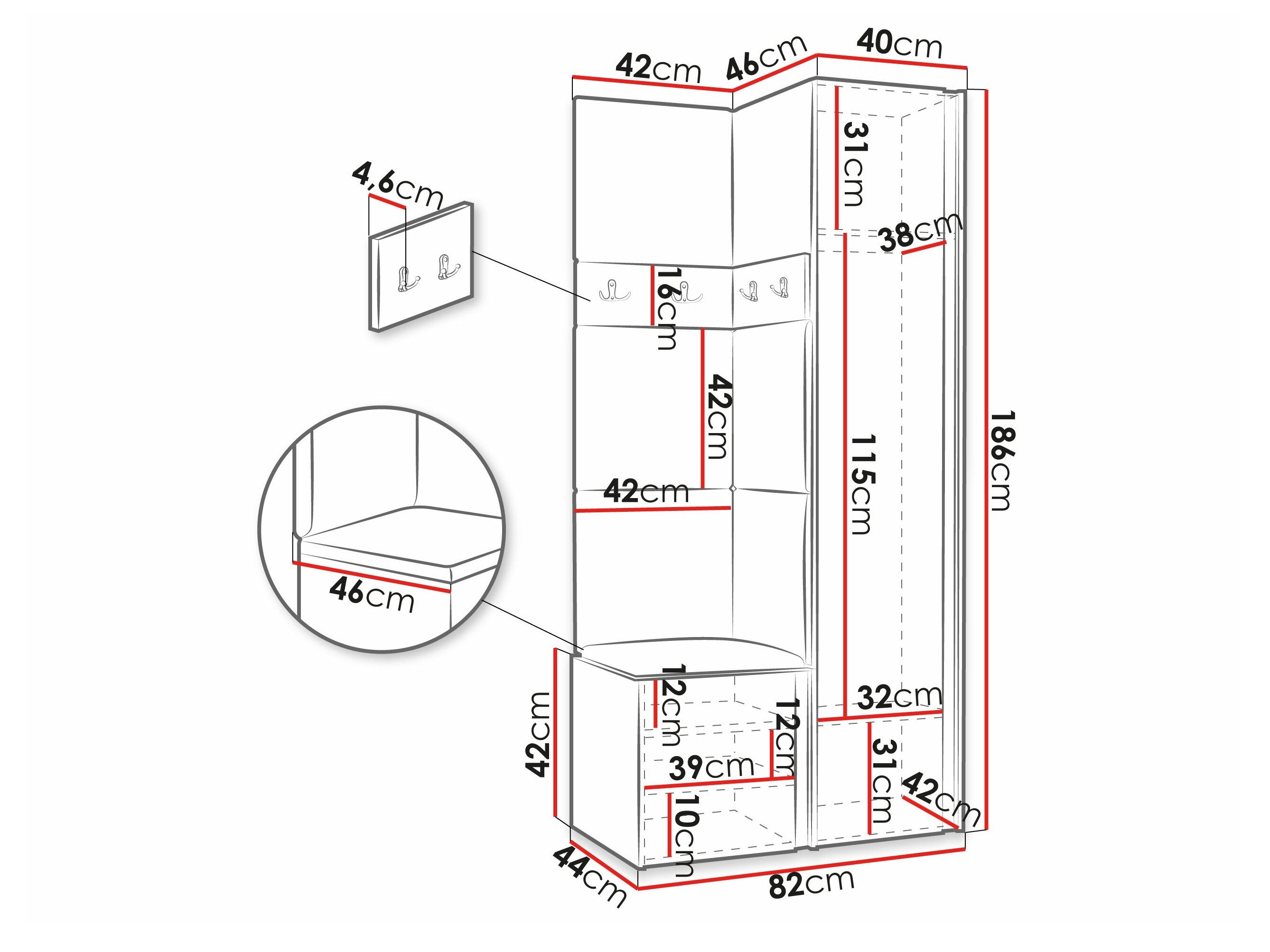 Meuble d'entrée Pinis XXIV (Graphite)