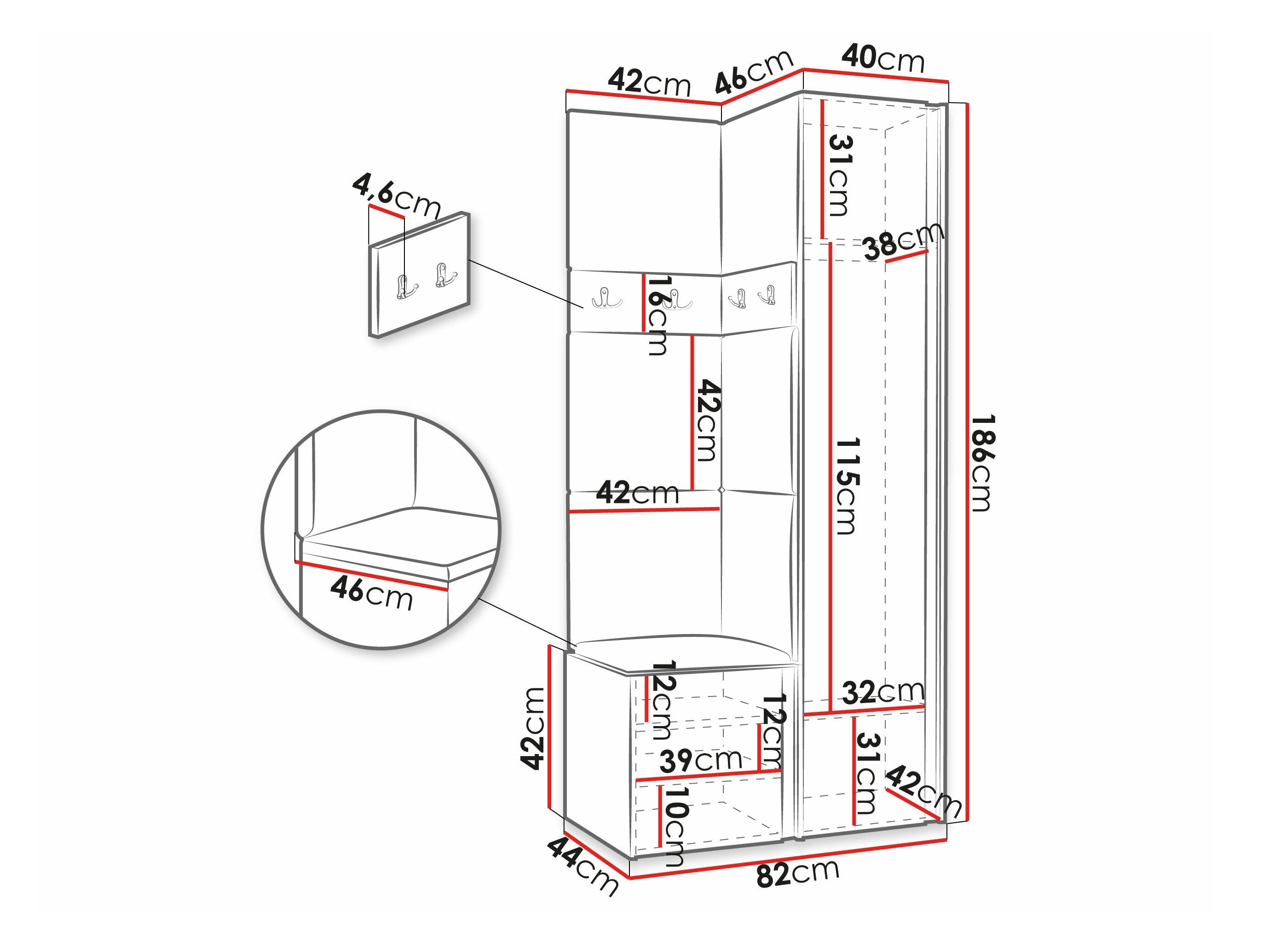 Meuble d'entrée Pinis XXV (Chêne Artisan + Noir)