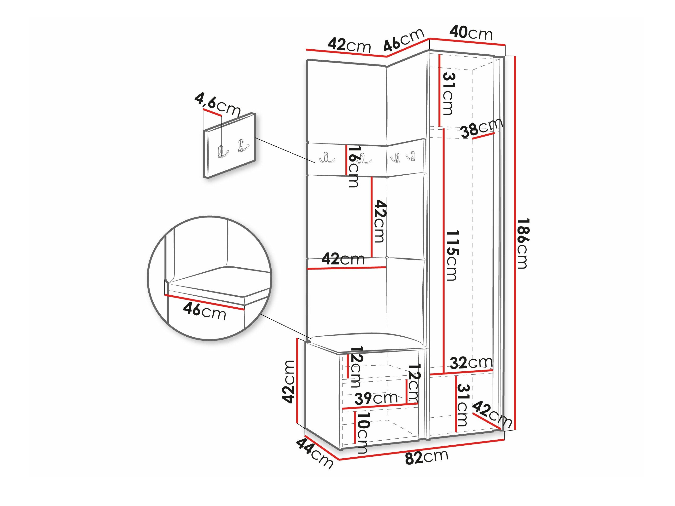 Meuble d'entrée Pinis XXV (Chêne Artisan + Noir)