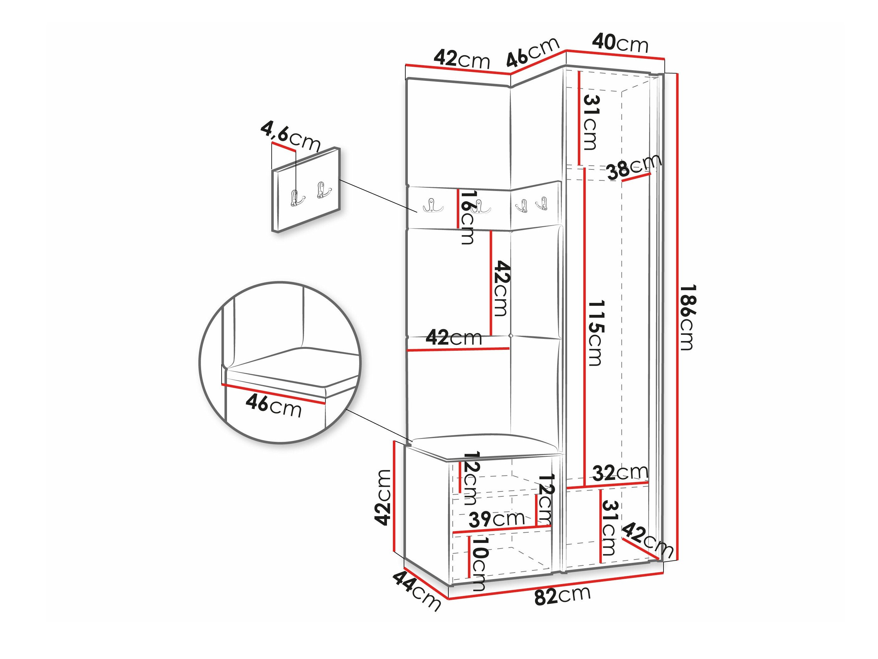 Meuble d'entrée Pinis XXV (Chêne Artisan + Noir)