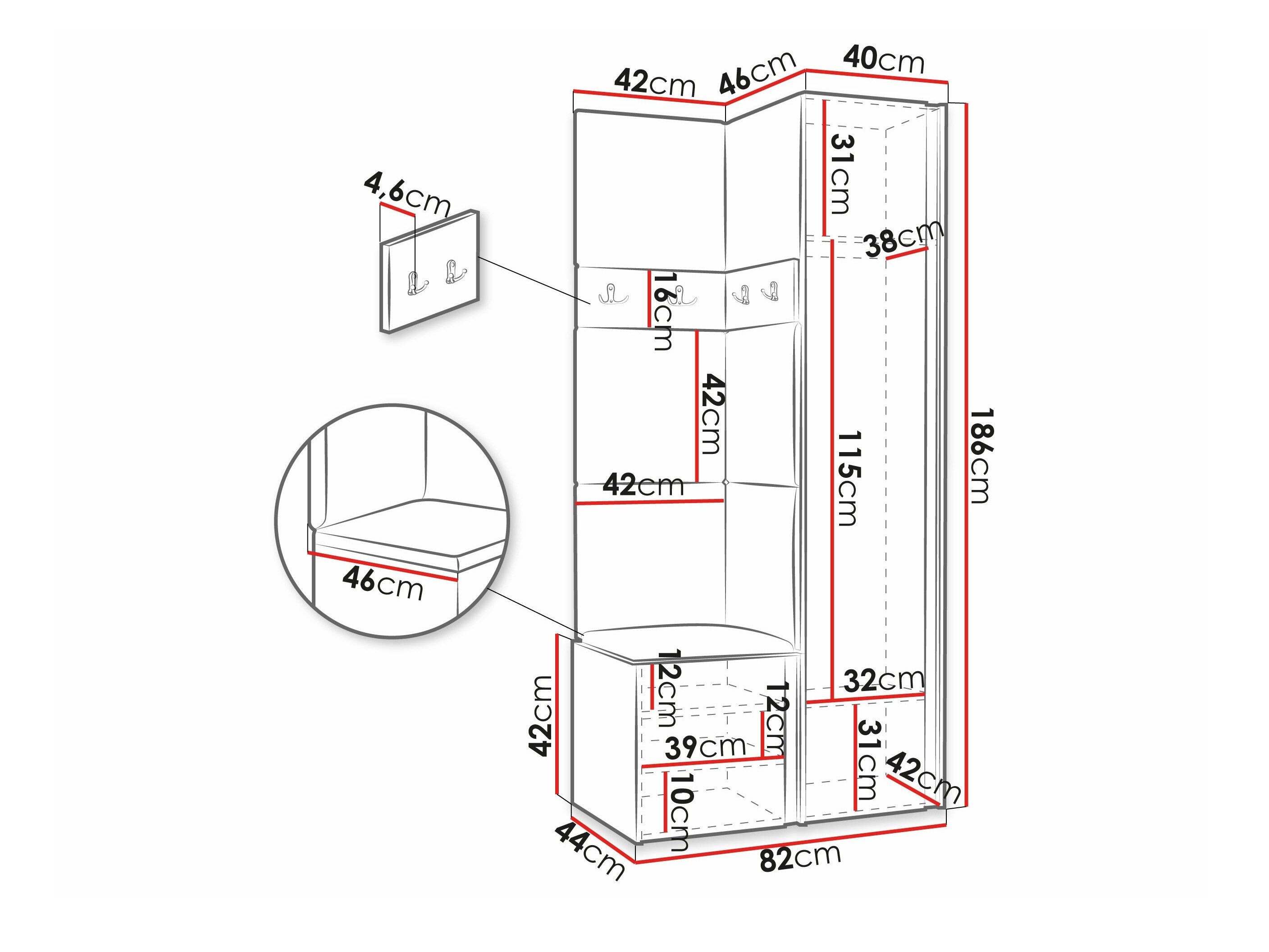 Meuble d'entrée Pinis XXV (Chêne Artisan + Noir)
