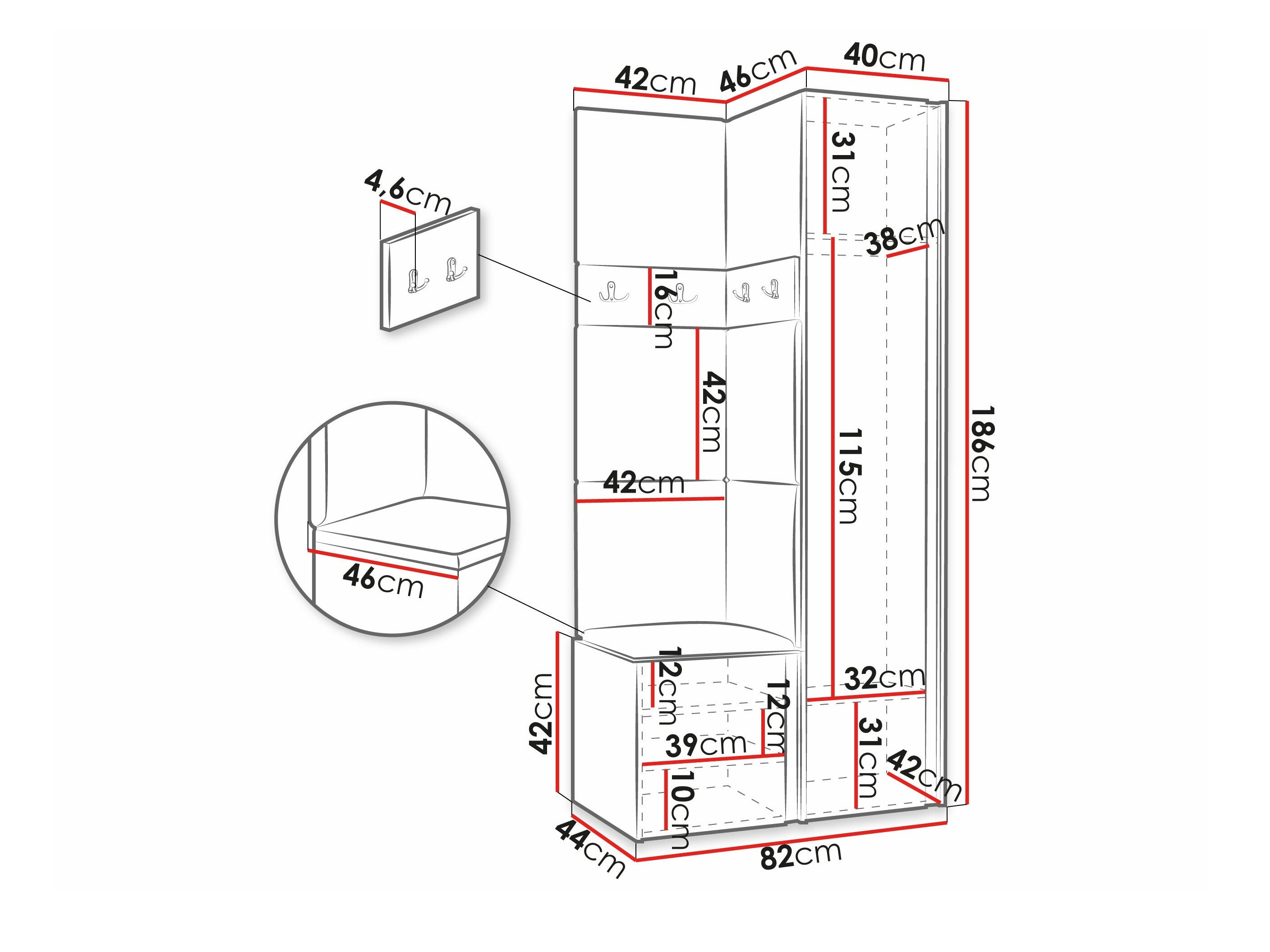 Meuble d'entrée Pinis XXV (Chêne Artisan + Noir)