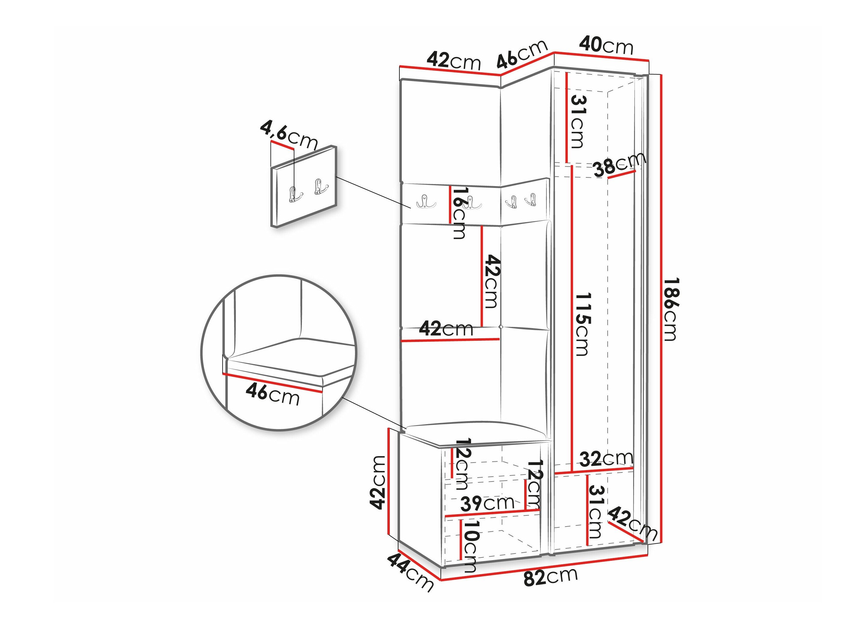 Meuble d'entrée Pinis XXV (Chêne Artisan + Noir)