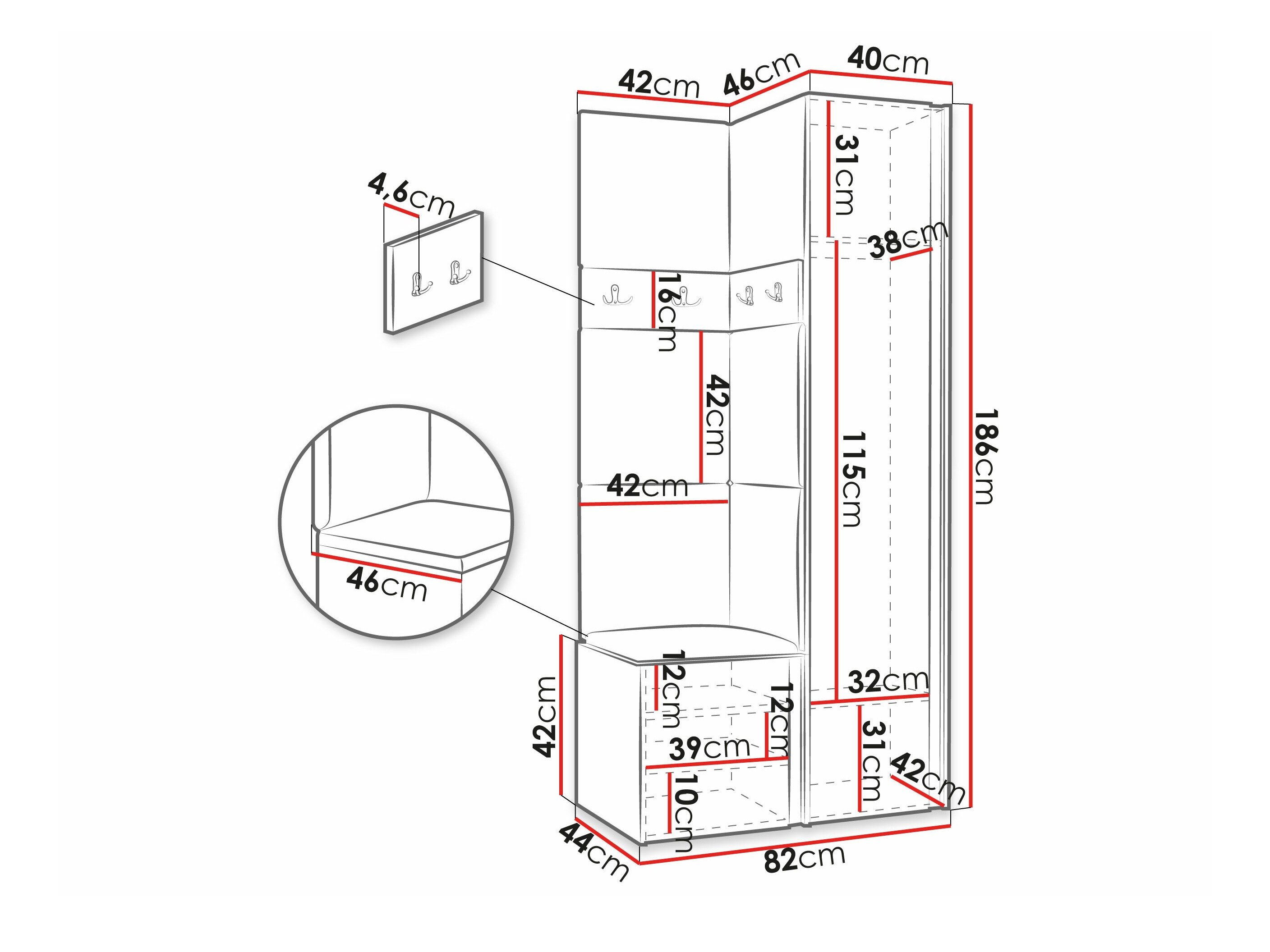 Meuble d'entrée Pinis XXV (Graphite)