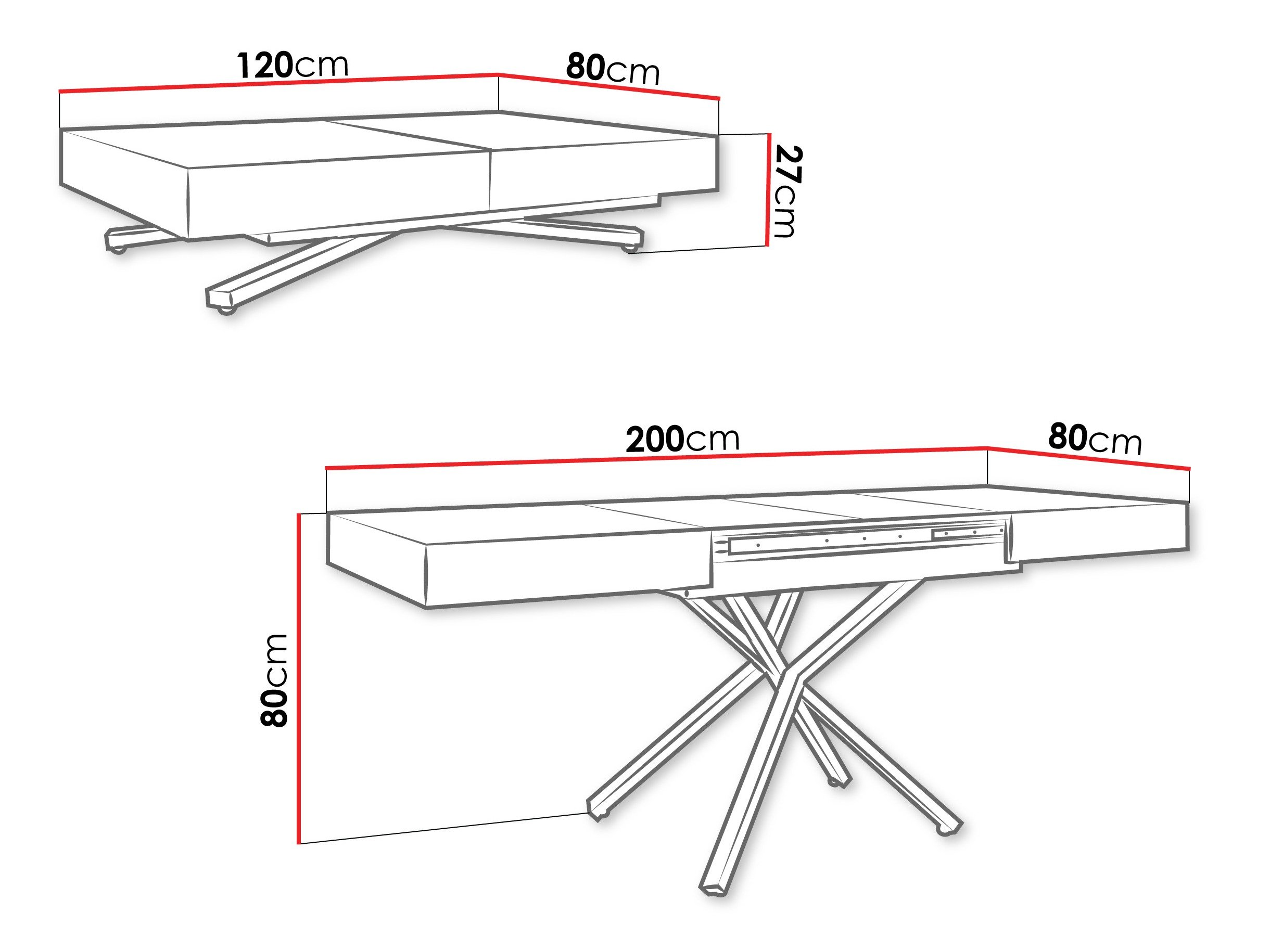 Table basse transformateur Oswego 176 (Marbre blanc)