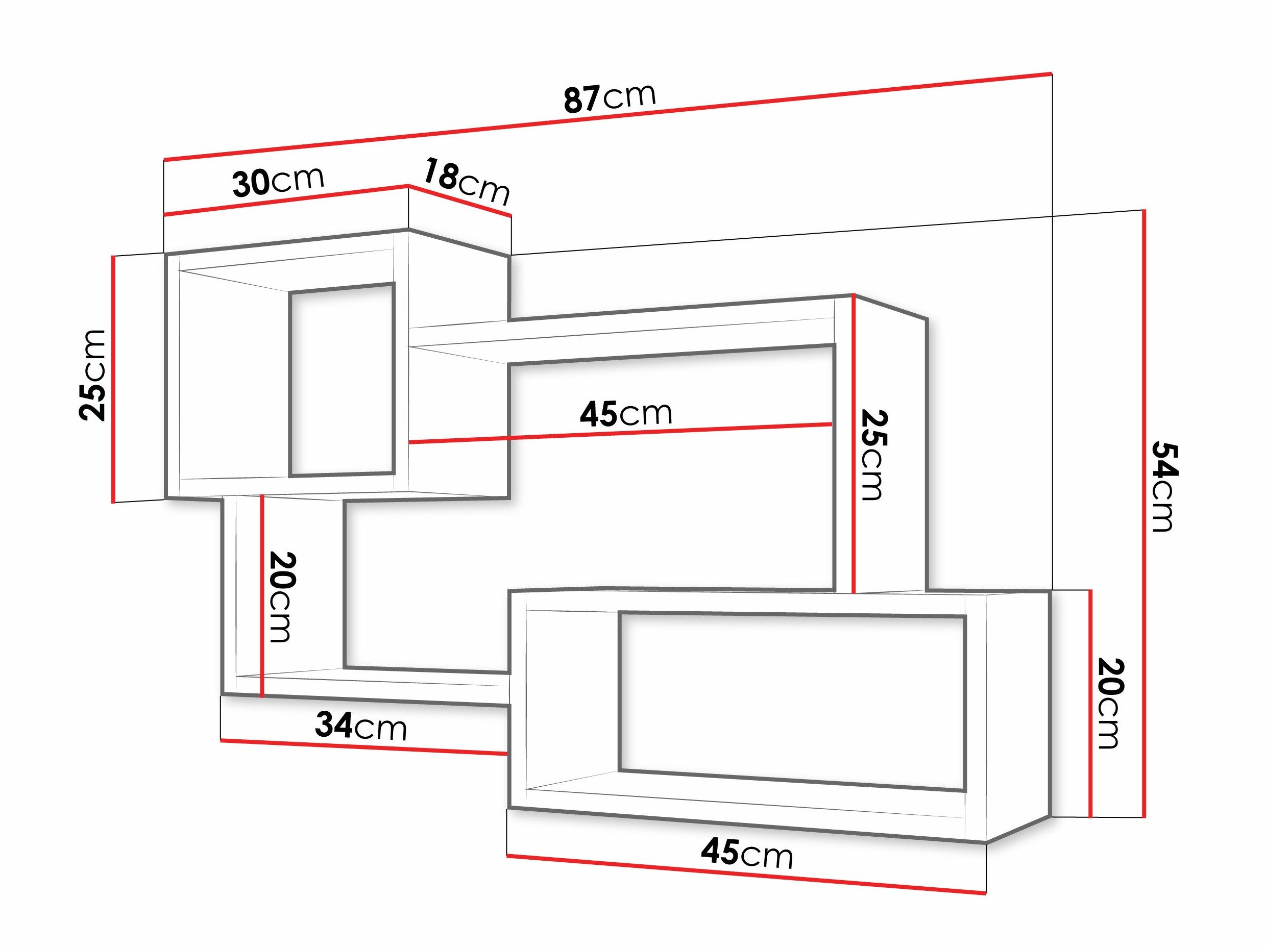 Étagère murale Lexicon II (Chêne wotan + Blanc)