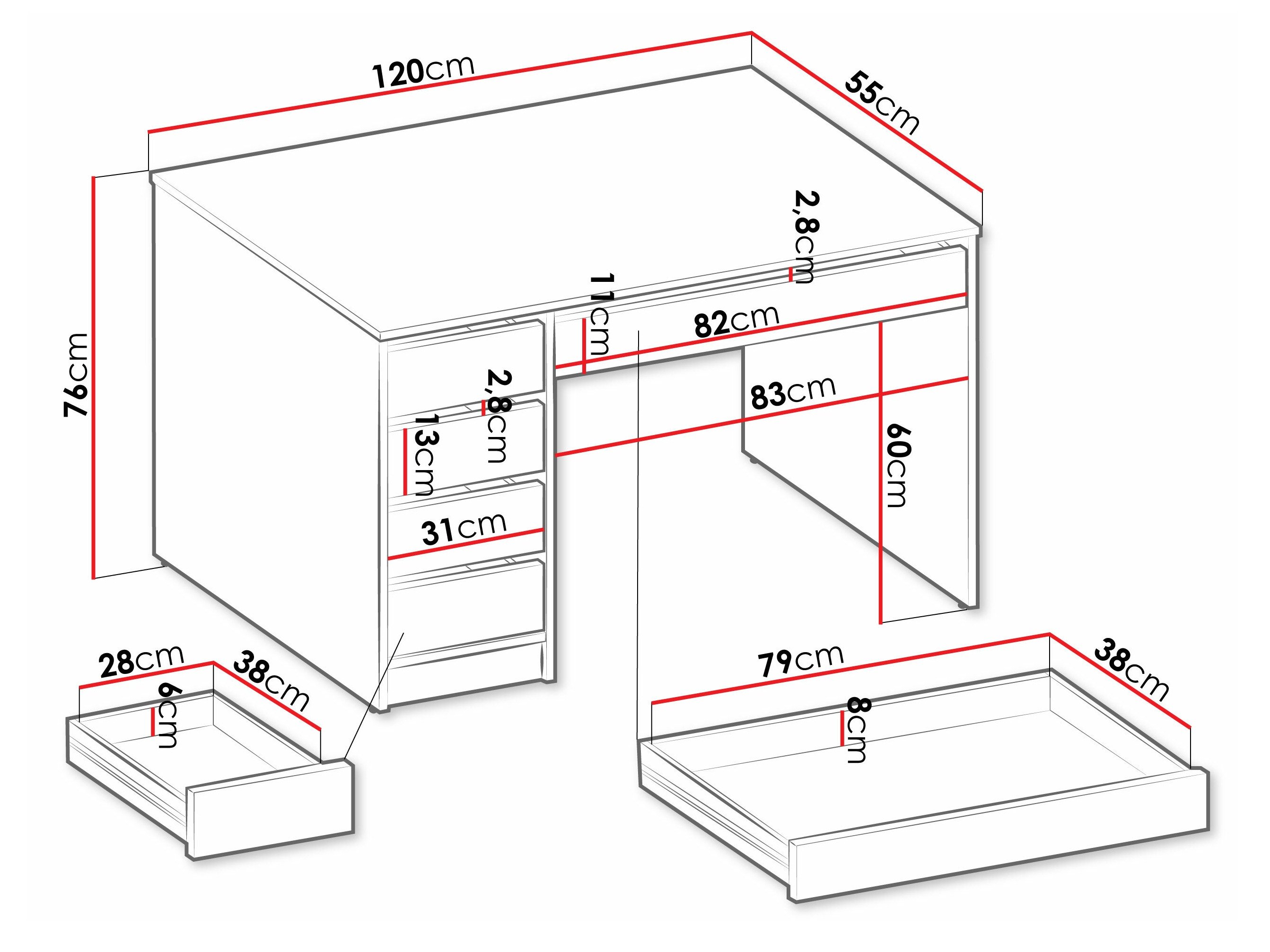Bureau Comfivo Terros I (Blanc)