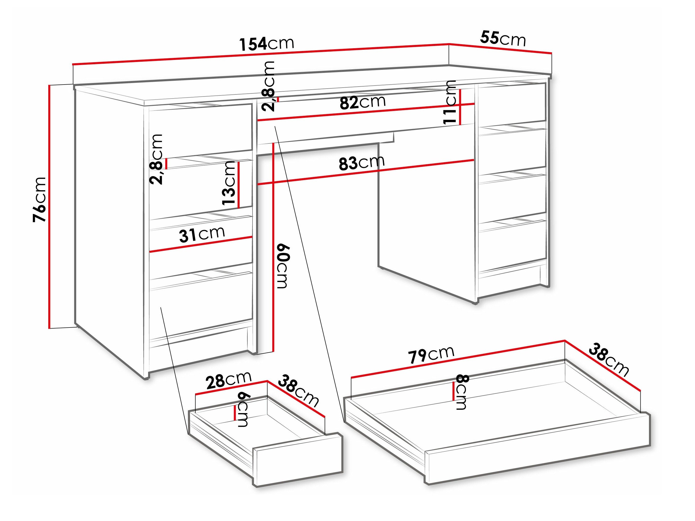 Bureau Comfivo Terros II (Blanc)