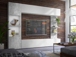 Ensemble de salon Comfivo 210 (Blanc + Béton)