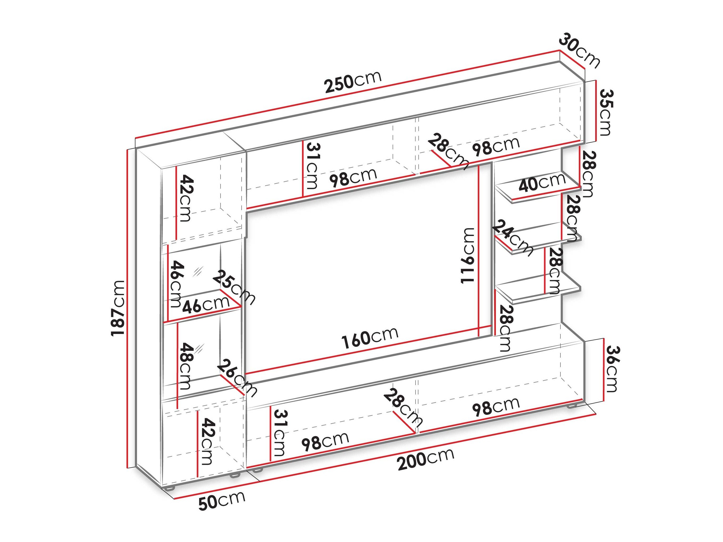 Ensemble de salon Comfivo Animus (Noyer + Marbre noir)