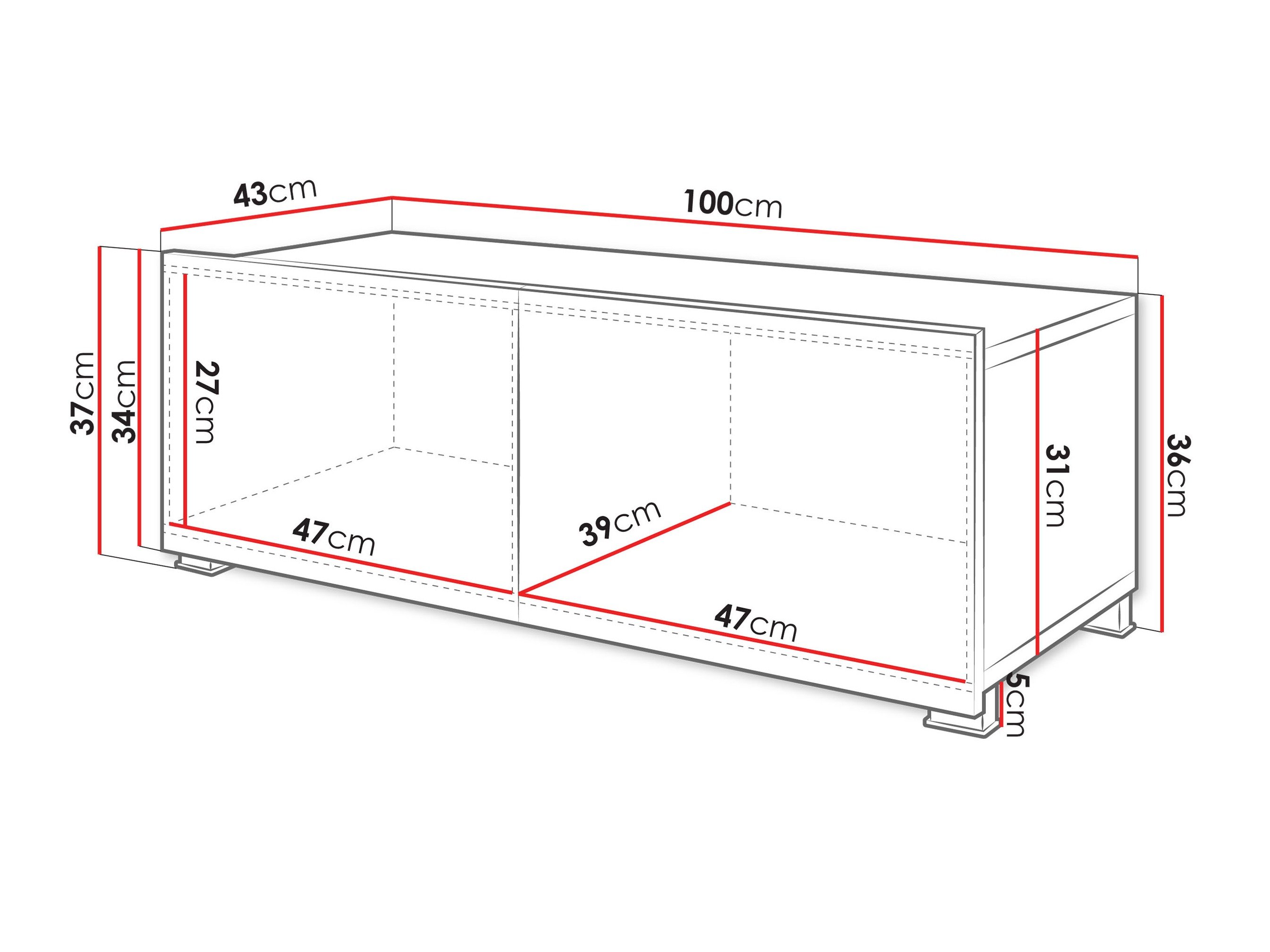 Meuble TV Remus I (Noir + Noir brillant)