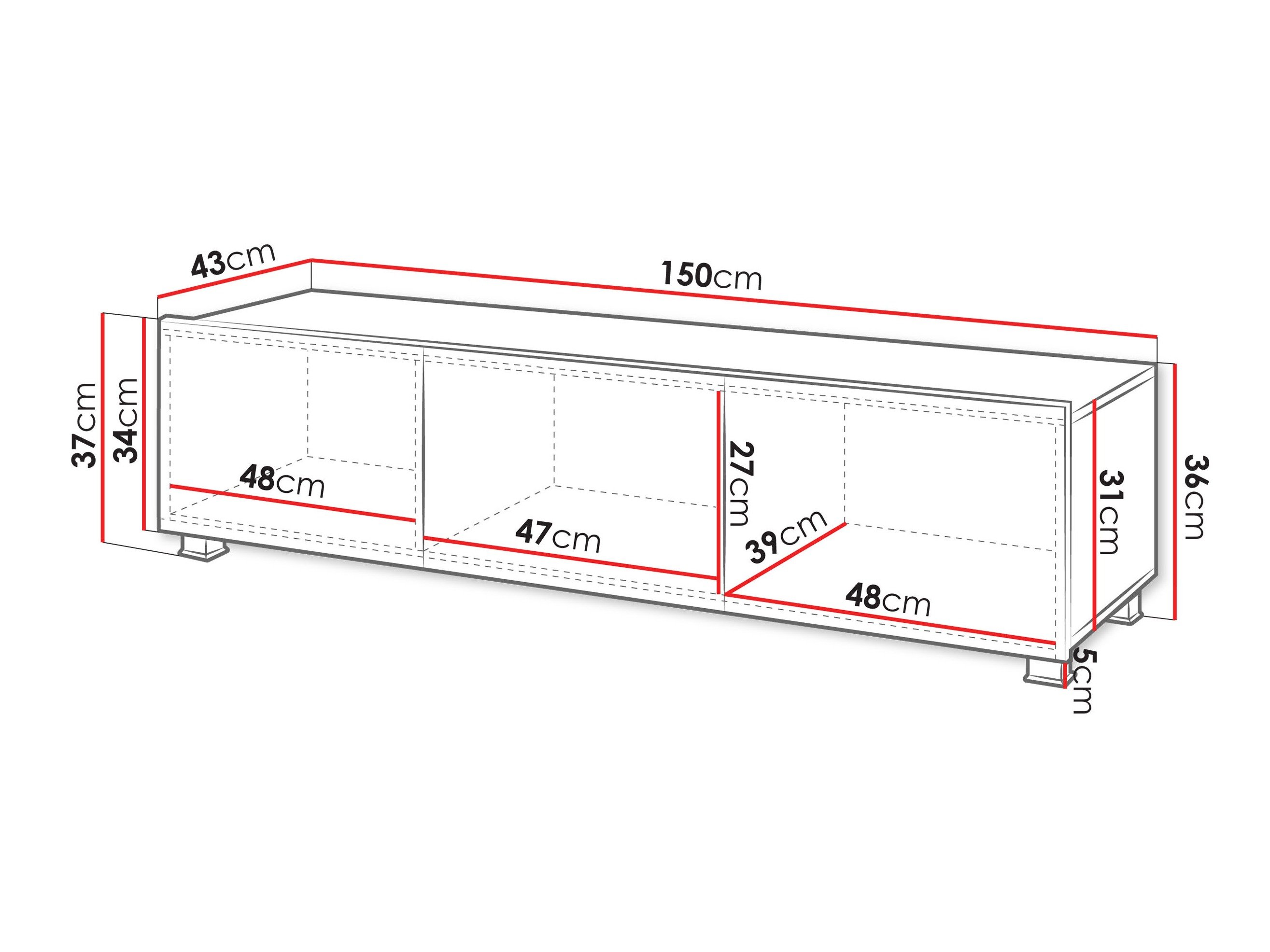Meuble TV Tivdalu 103 (Blanc + Blanc brillant)