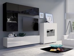 Ensemble de salon Remus III (Noir + Noir brillant + Blanc + Blanc brillant)