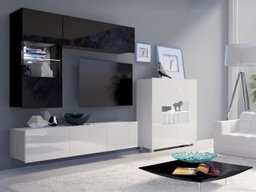 Ensemble de salon Remus III (Noir + Noir brillant + Blanc + Blanc brillant)