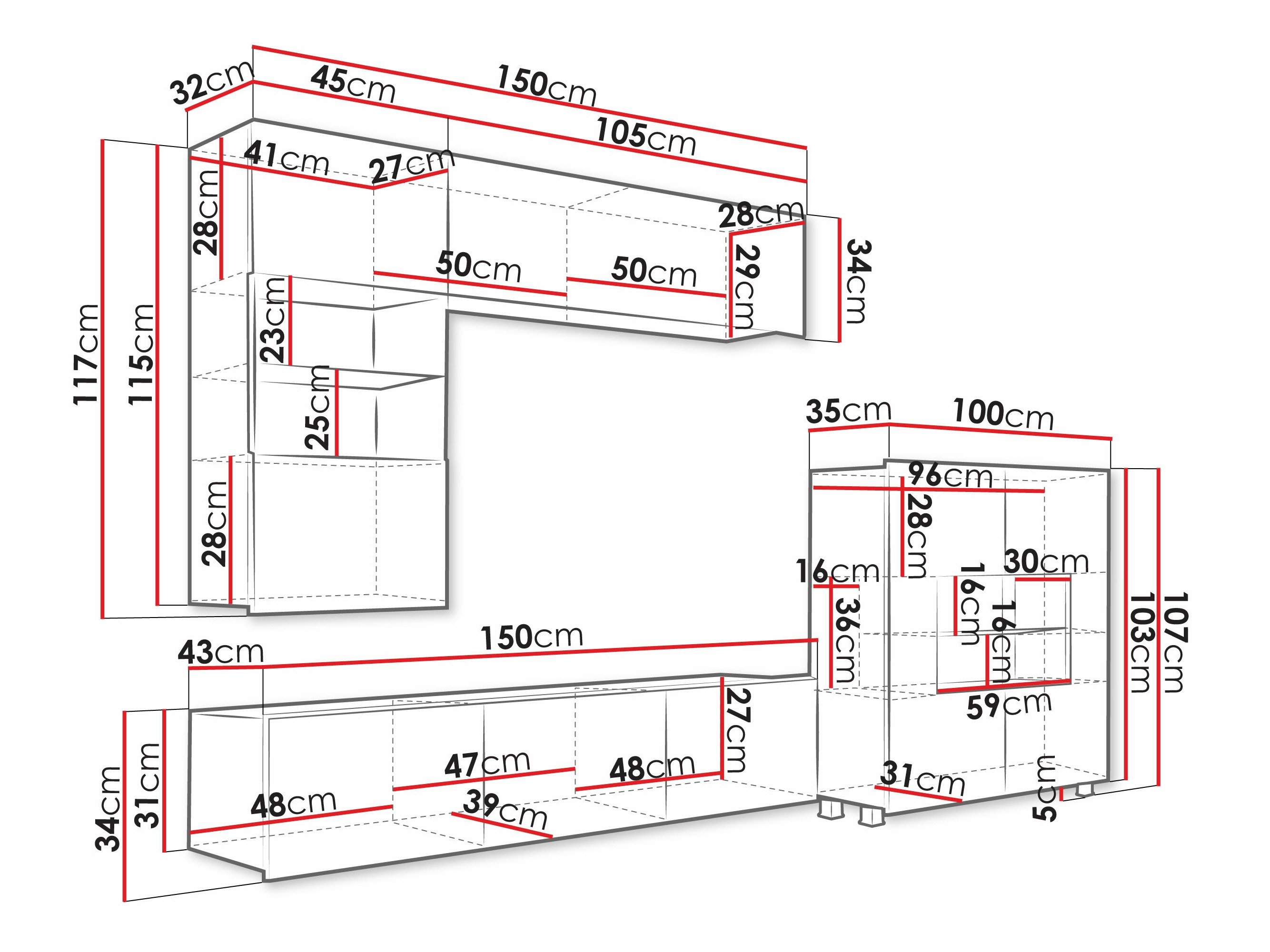 Ensemble de salon Remus III (Noir + Noir brillant)