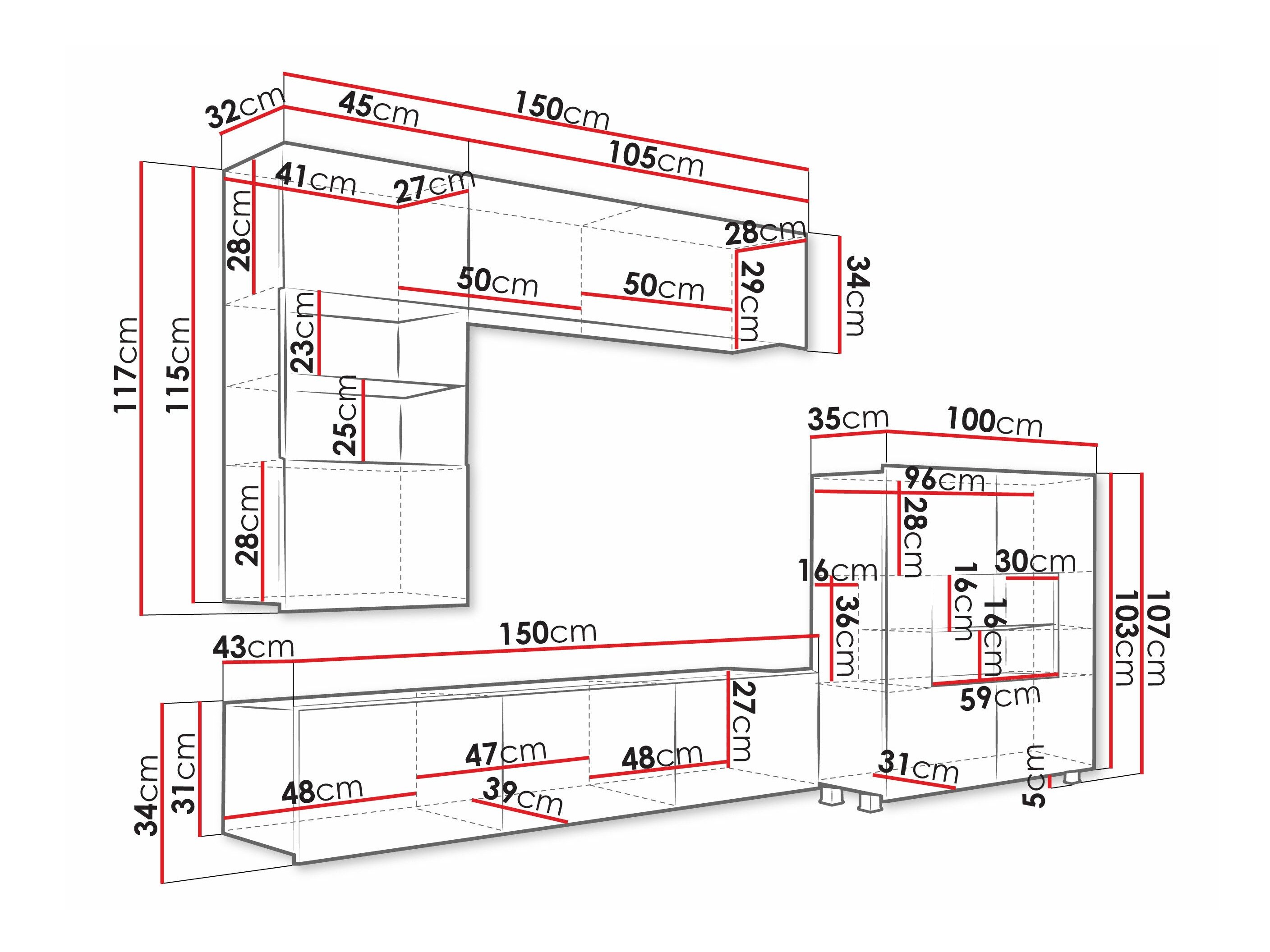 Ensemble de salon Remus III (Noir + Noir brillant)
