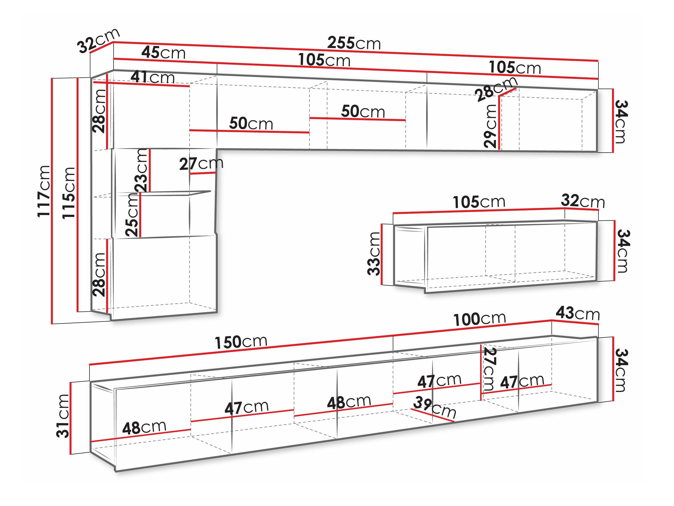 Ensemble de salon Remus IV (Chêne doré + Blanc + Blanc brillant)