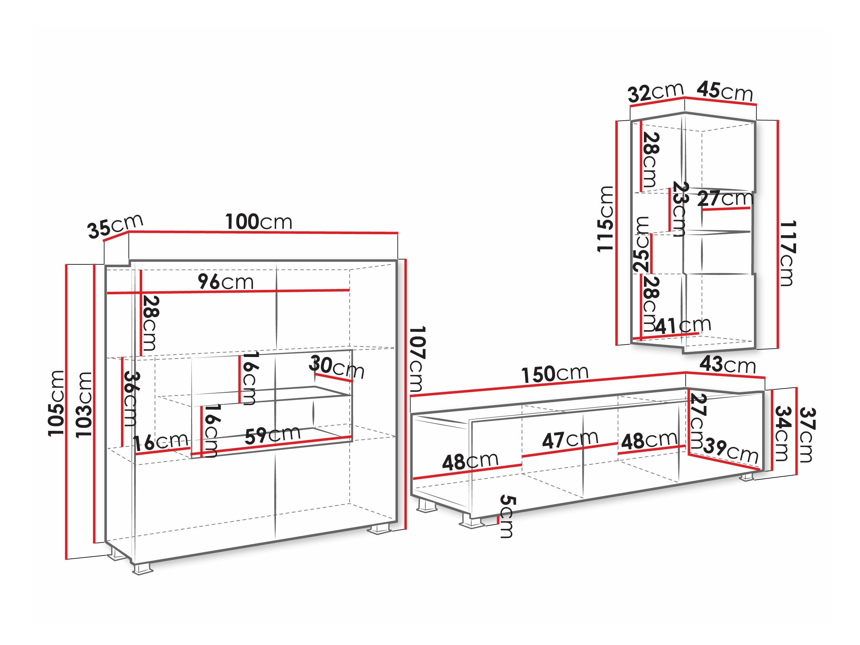 Ensemble de salon Remus VII (Blanc + Blanc brillant)