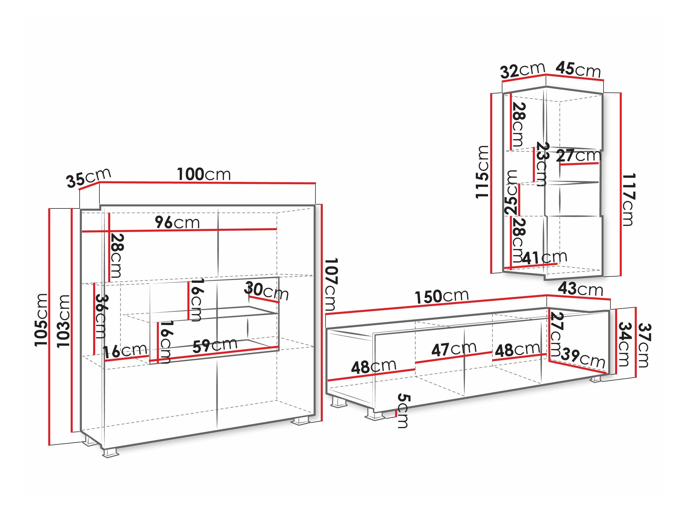 Ensemble de salon Remus VII (Blanc + Blanc brillant)