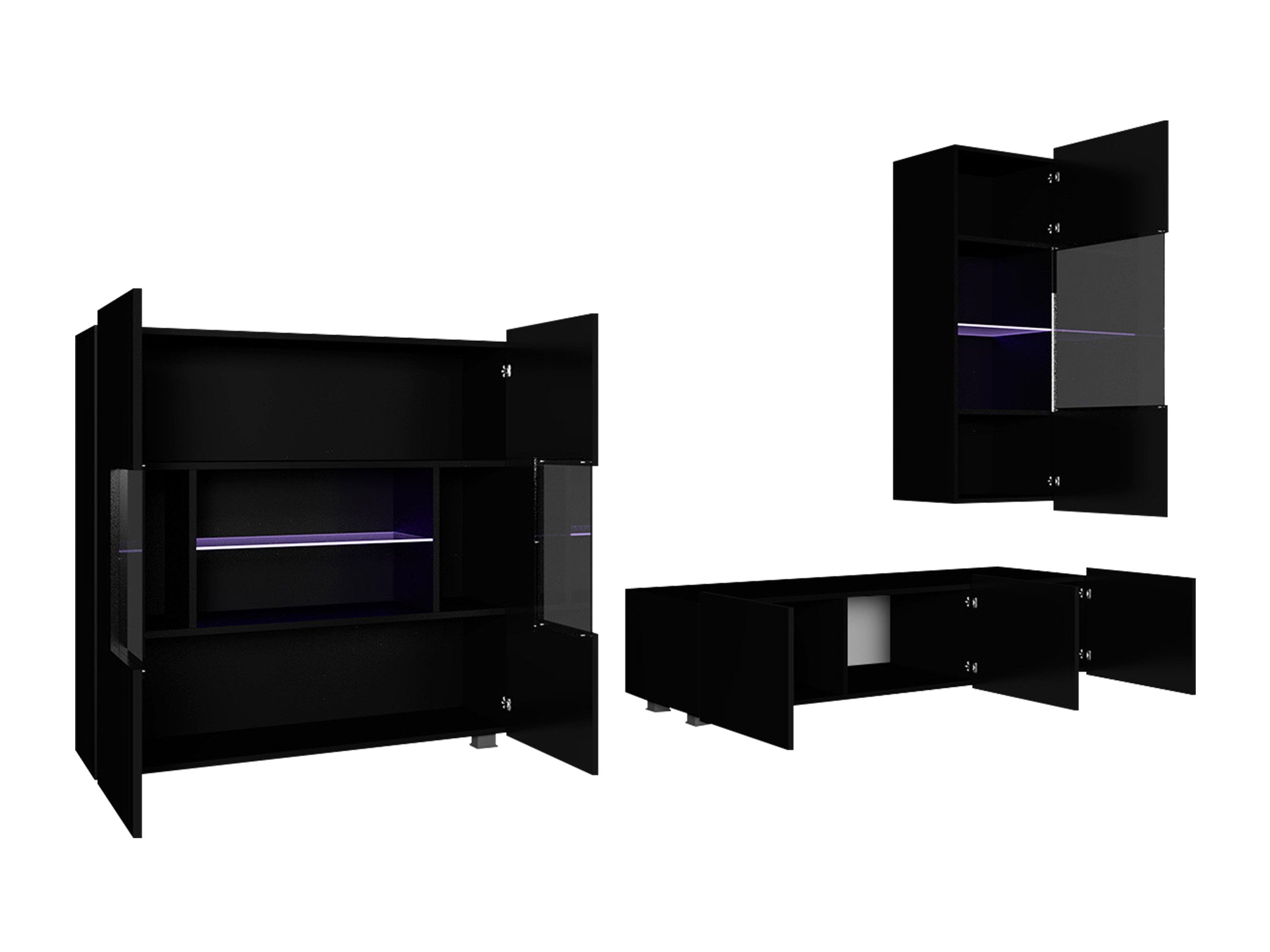 Ensemble de salon Remus VII (Chêne doré + Blanc + Blanc brillant)