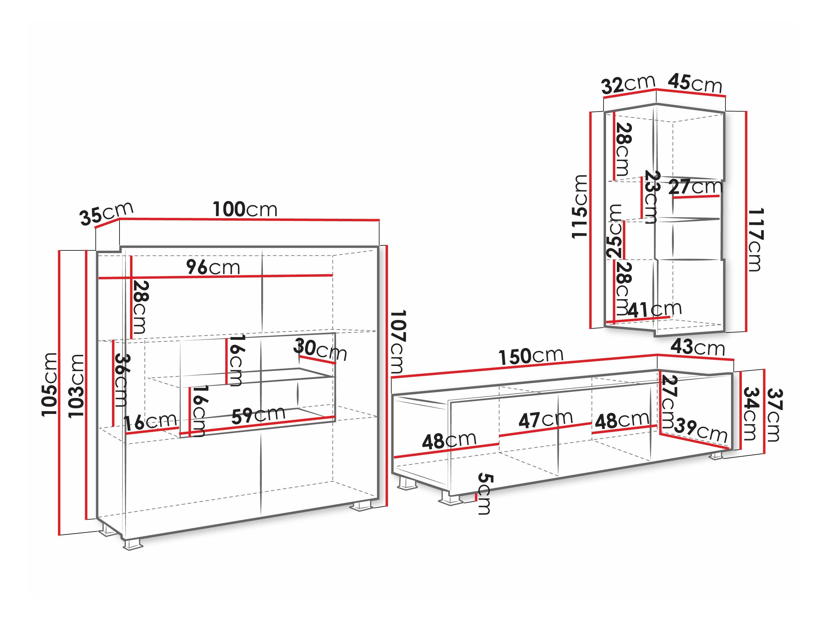 Ensemble de salon Remus VII (Chêne doré + Blanc + Blanc brillant)
