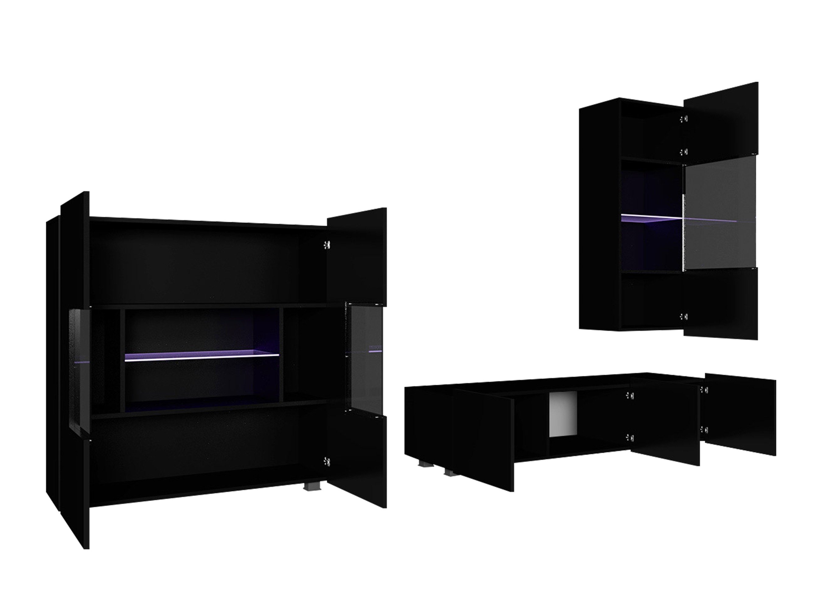 Ensemble de salon Remus VII (Chêne doré + Blanc + Blanc brillant)