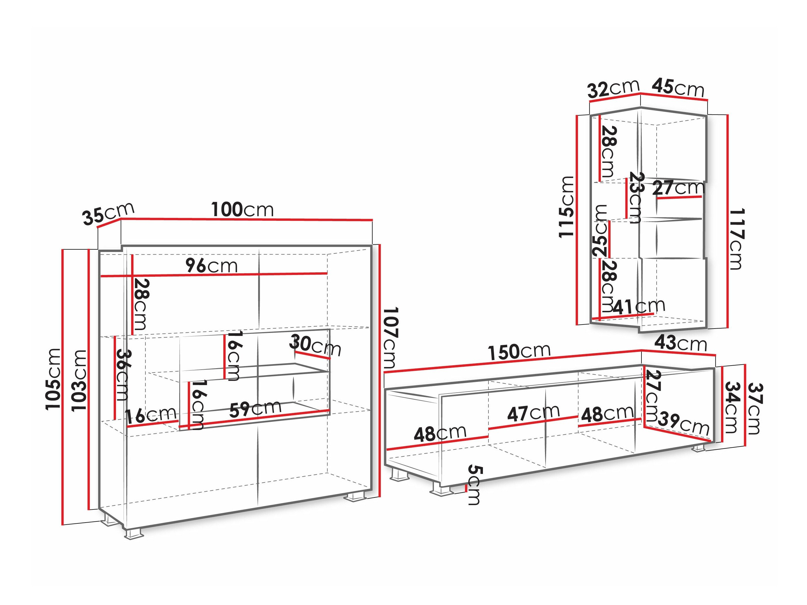 Ensemble de salon Remus VII (Chêne doré + Blanc + Blanc brillant)