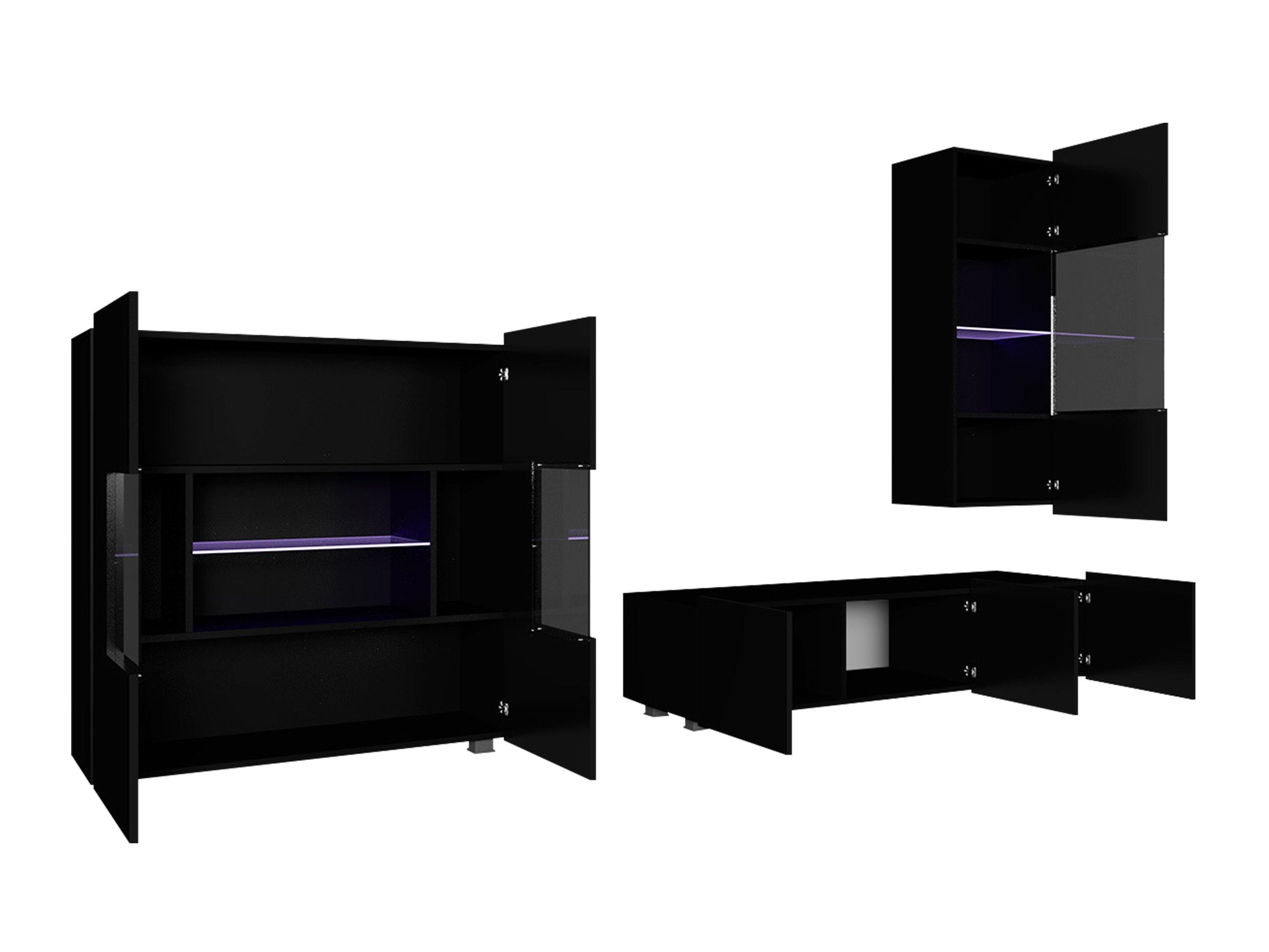 Ensemble de salon Remus VII (Chêne doré + Blanc + Blanc brillant)