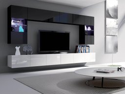 Ensemble de salon Remus I (Blanc brillant + Noir brillant)