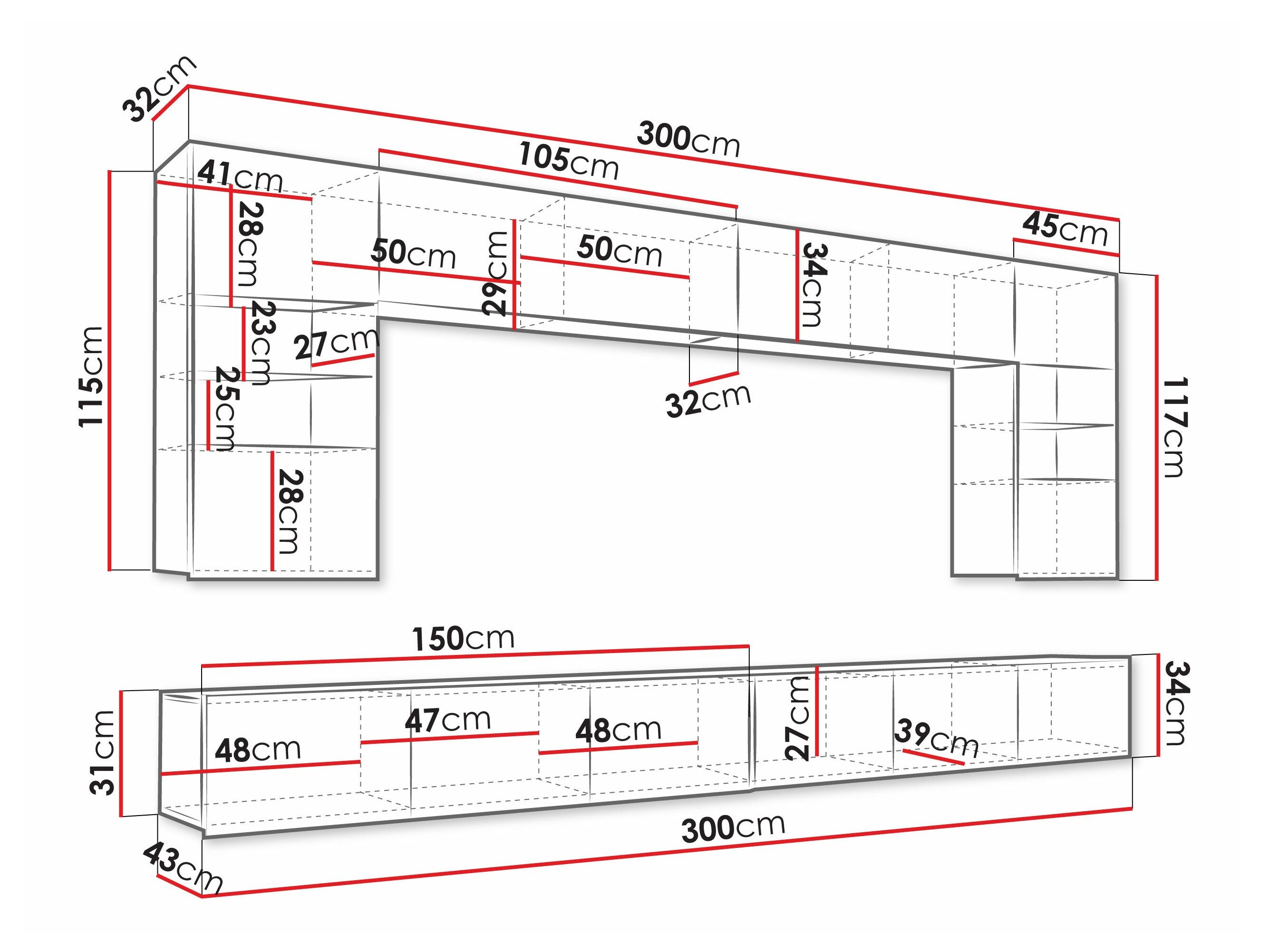 Ensemble de salon Remus I (Chêne doré + Blanc + Blanc brillant)