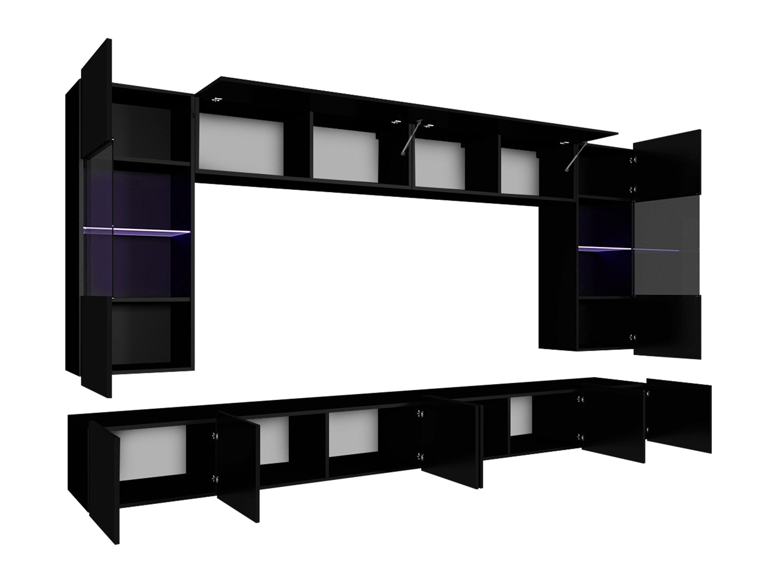 Ensemble de salon Remus I (Chêne doré + Blanc + Blanc brillant)