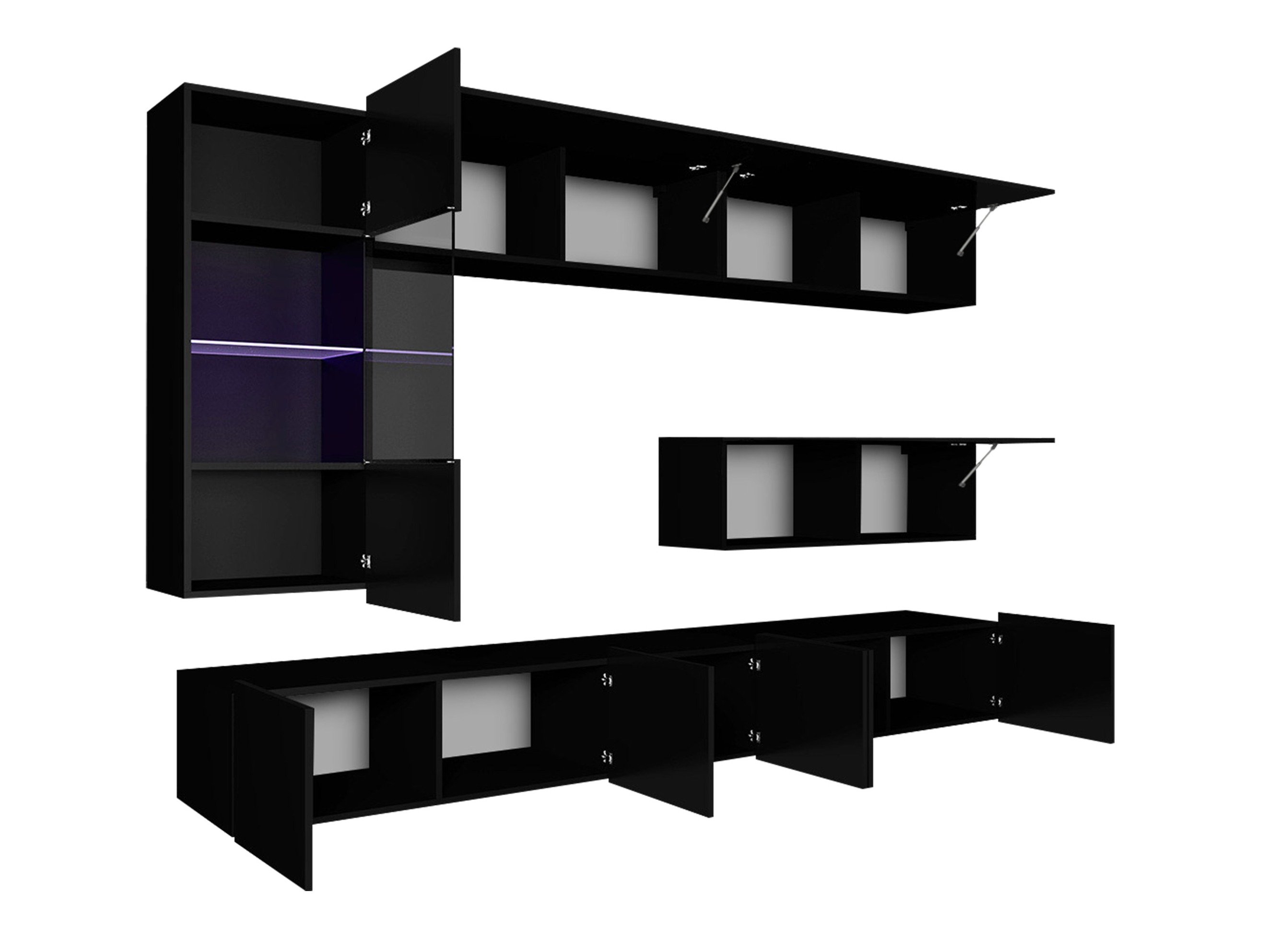 Ensemble de salon Remus IV (Blanc + Blanc brillant + Noir + Noir brillant)