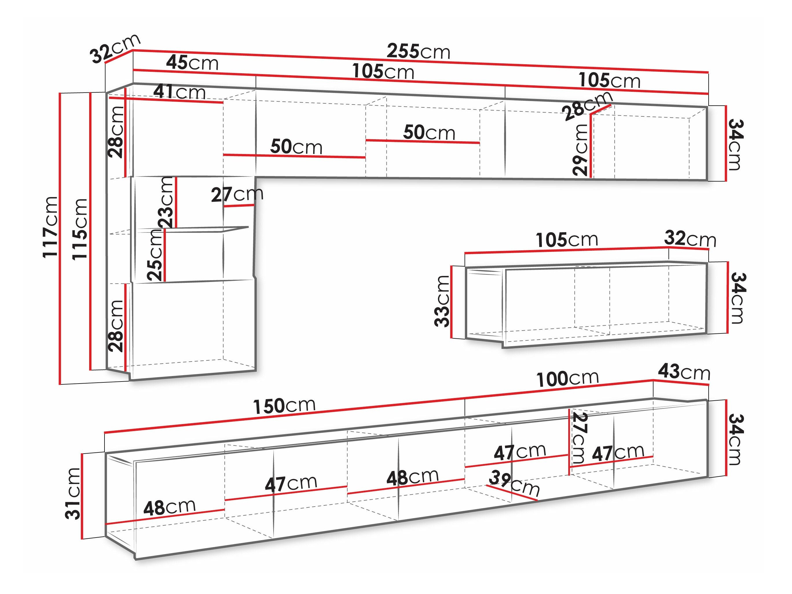 Ensemble de salon Remus IV (Blanc + Blanc brillant + Noir + Noir brillant)