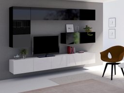 Ensemble de salon Remus IV (Blanc + Blanc brillant + Noir + Noir brillant)