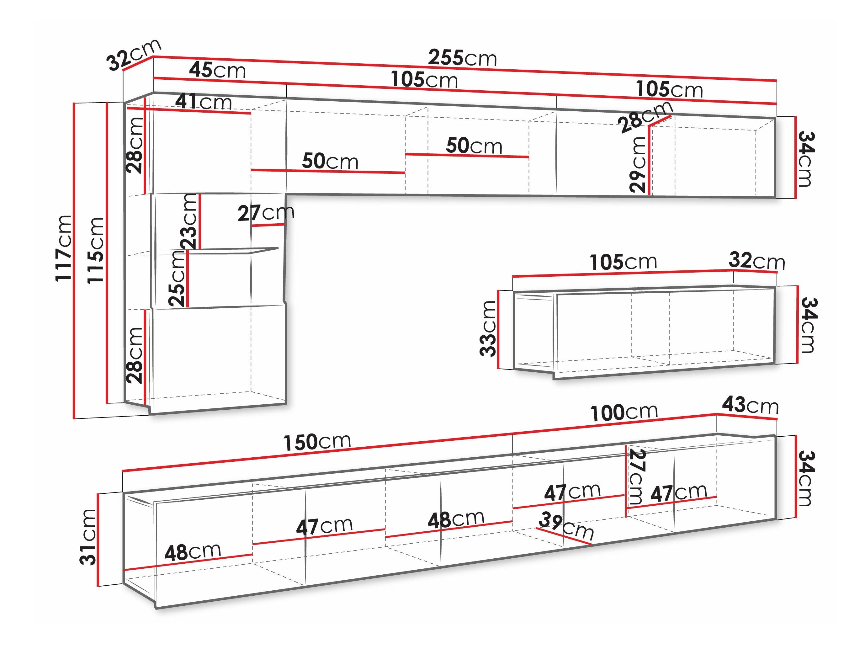 Ensemble de salon Remus IV (Blanc + Blanc brillant + Noir + Noir brillant)