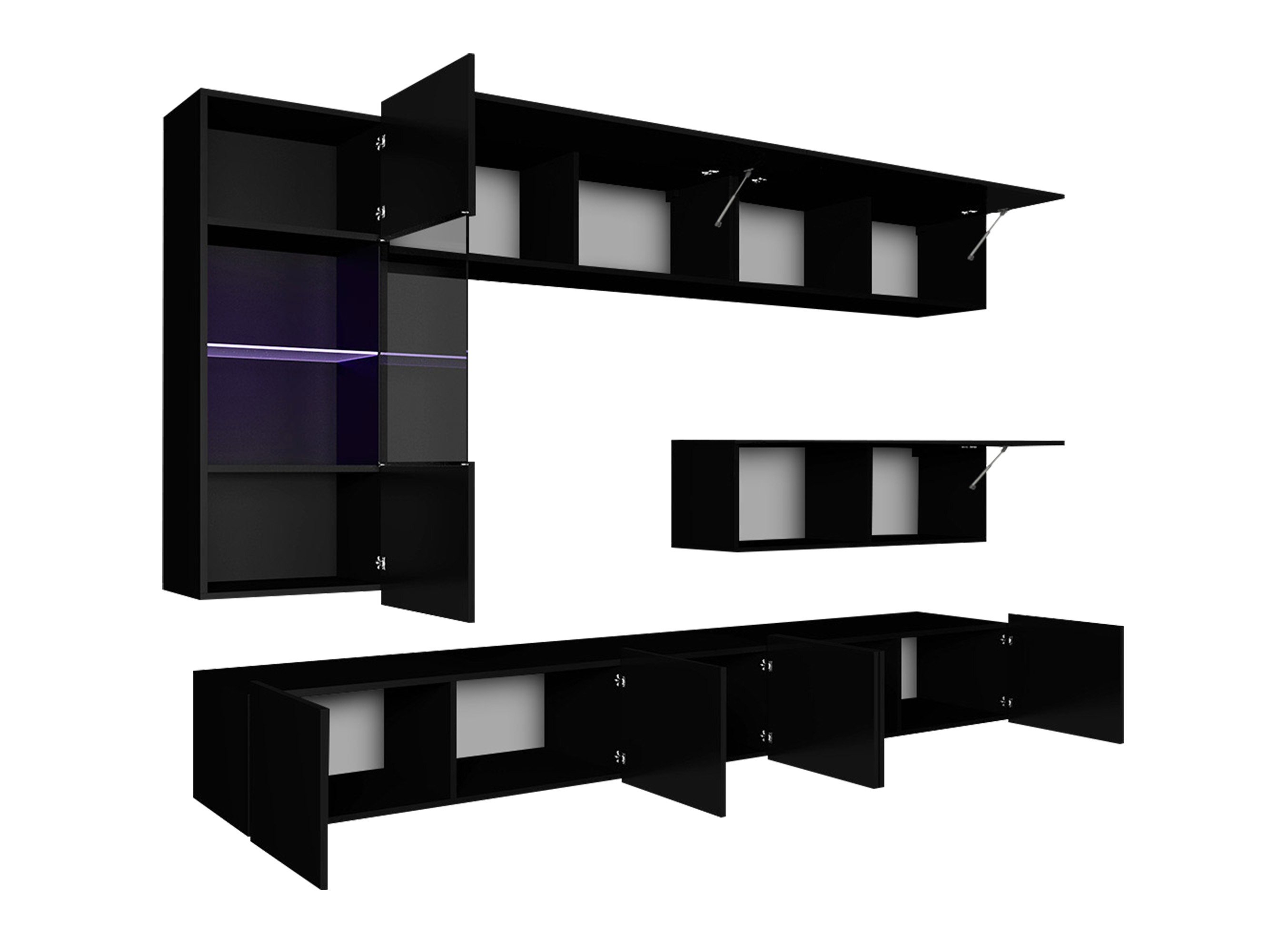 Ensemble de salon Remus IV (Blanc + Blanc brillant + Noir + Noir brillant)