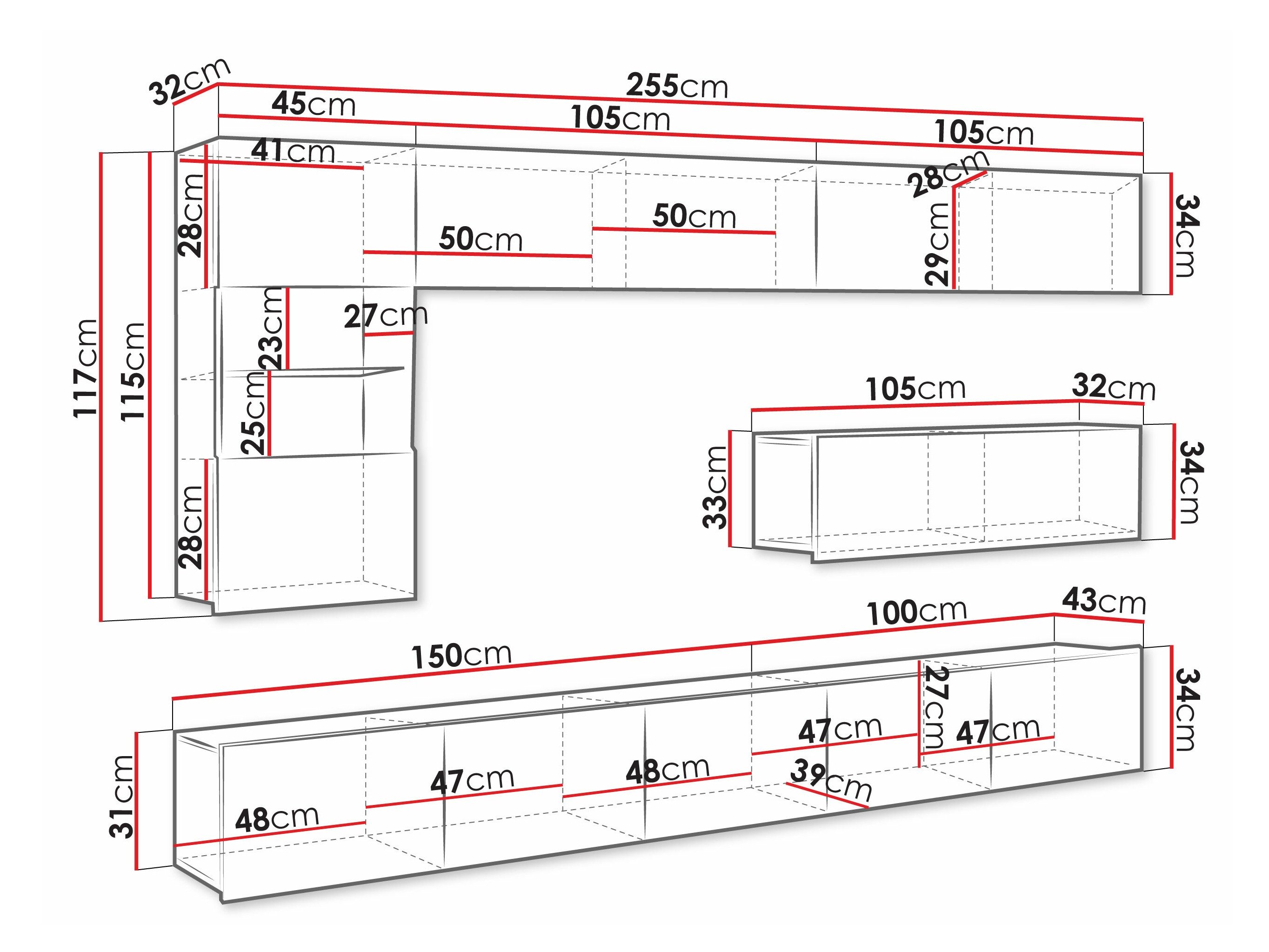 Ensemble de salon Remus IV (Blanc + Blanc brillant + Noir + Noir brillant)
