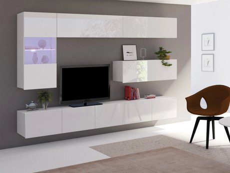 Ensemble de salon Remus IV (Blanc + Blanc brillant)