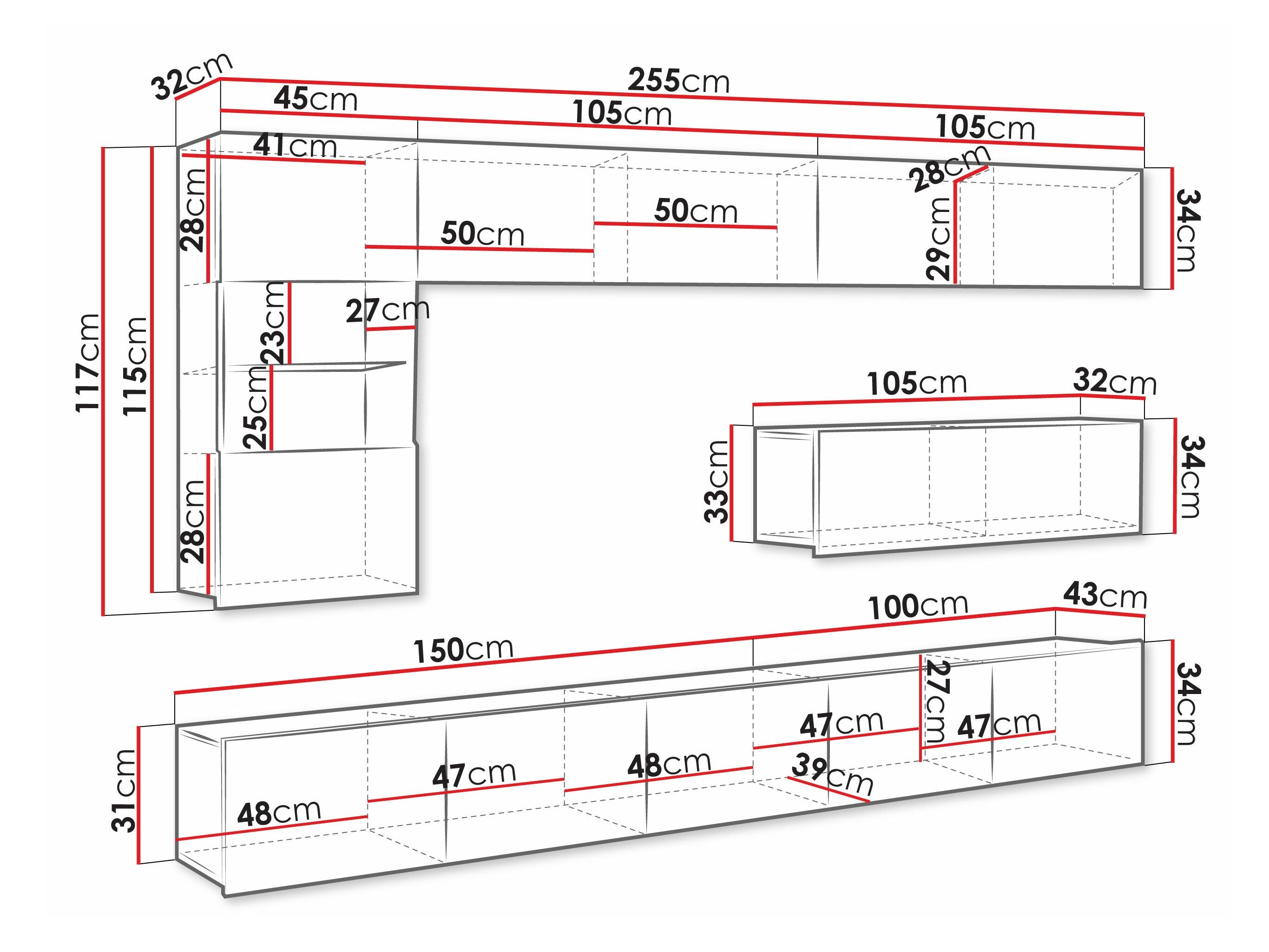 Ensemble de salon Remus IV (Blanc + Blanc brillant)