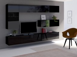 Ensemble de salon Remus IV (Noir + Noir brillant)