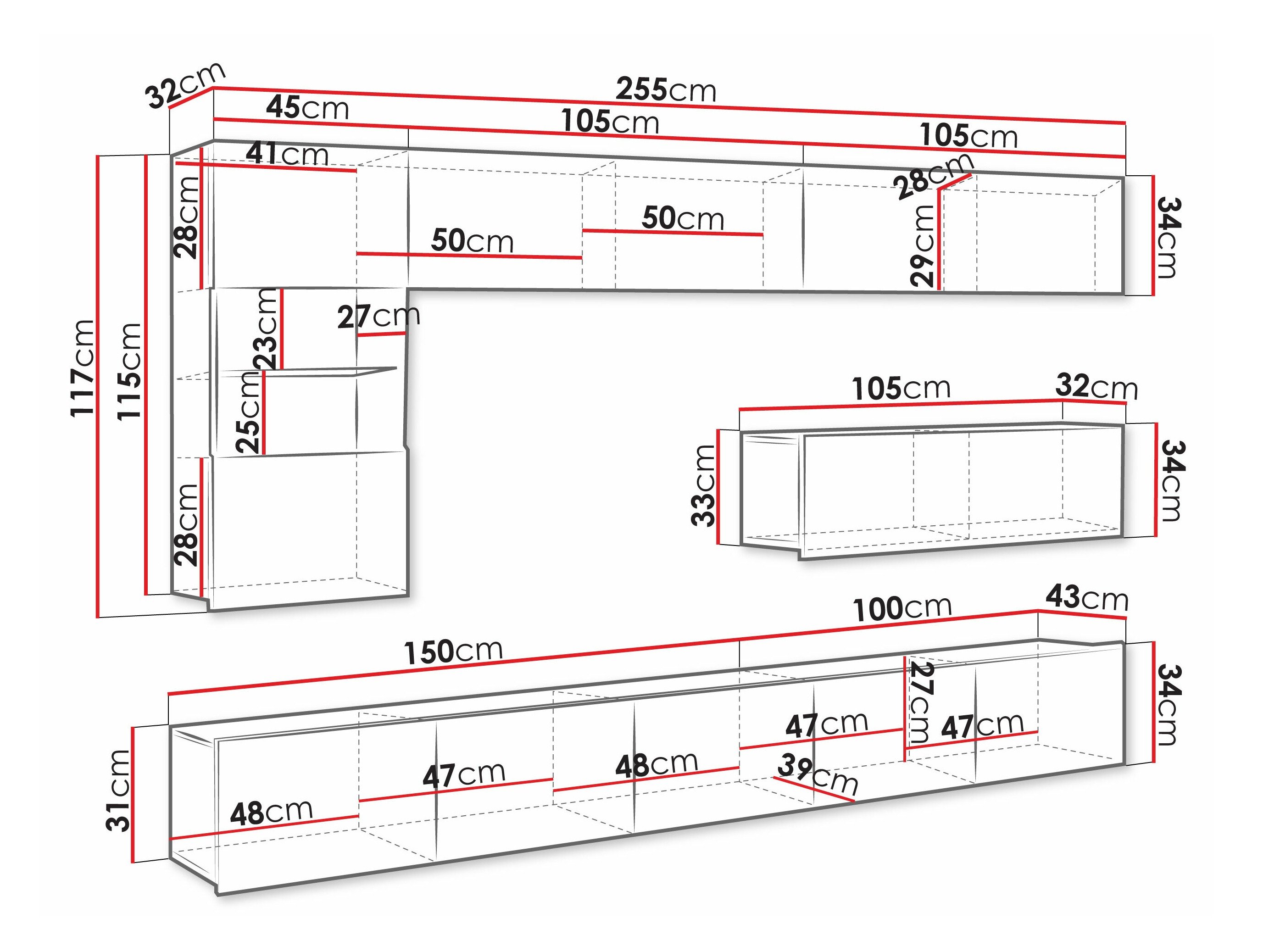 Ensemble de salon Remus IV (Noir + Noir brillant)