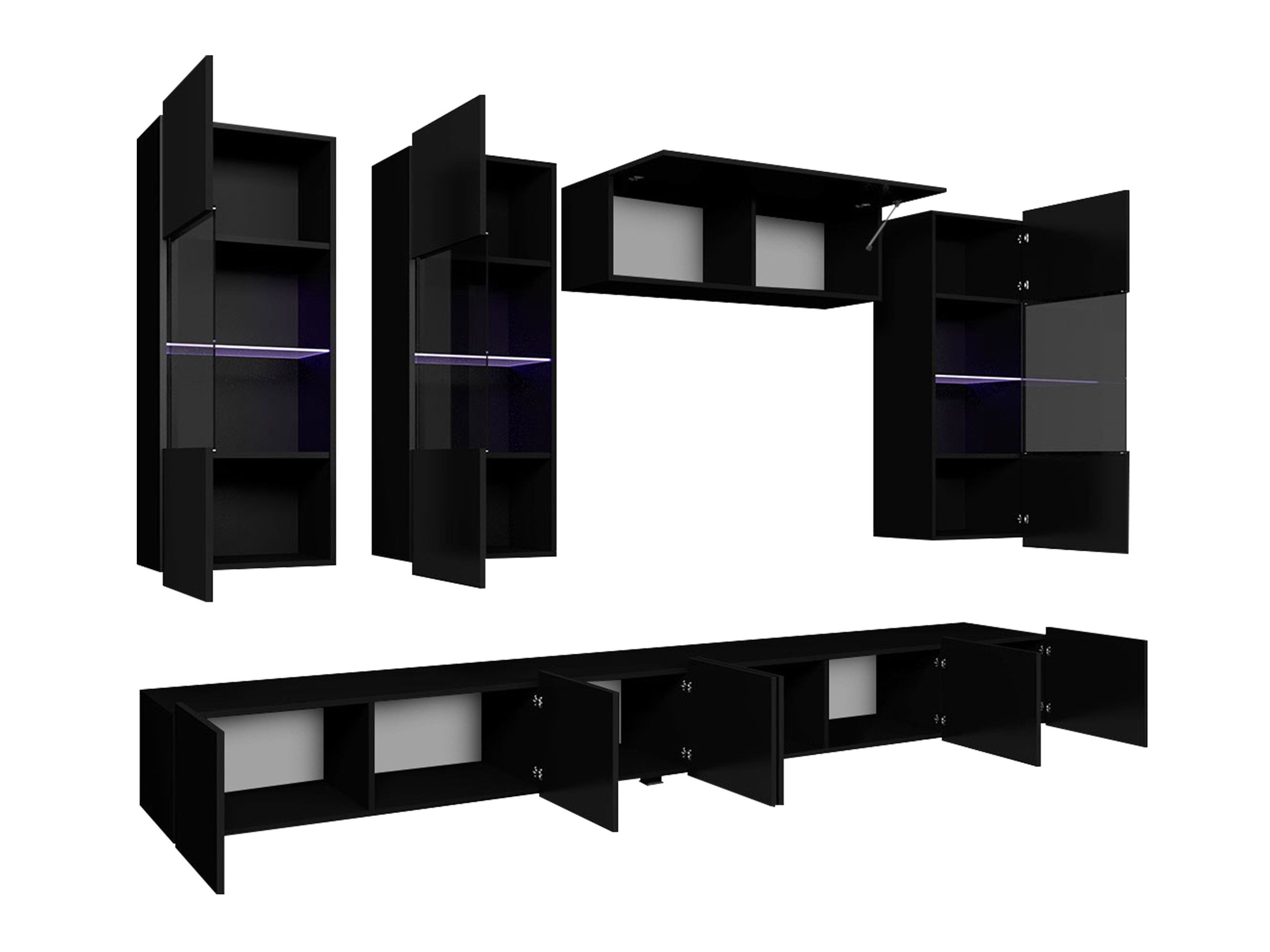 Ensemble de salon Remus V (Blanc + Blanc brillant + Noir + Noir brillant)