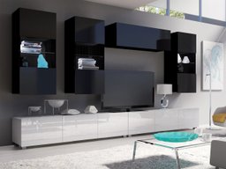 Ensemble de salon Remus V (Blanc + Blanc brillant + Noir + Noir brillant)